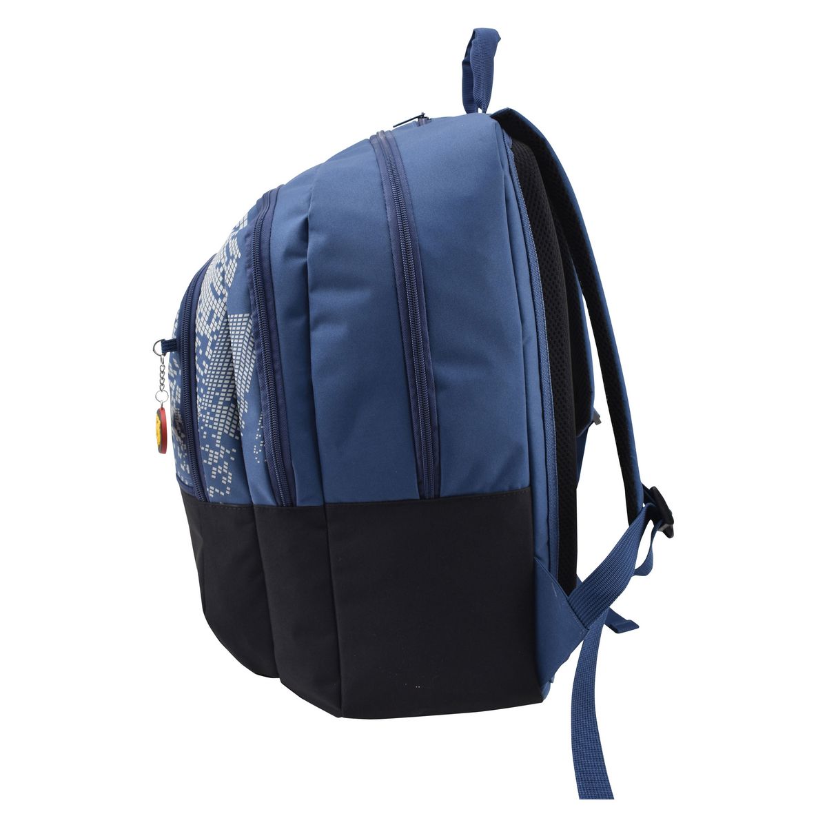 Sac à dos Premium brillant dans le noir 3 compartiments polyester noir et bleu TIGER STREET CODE