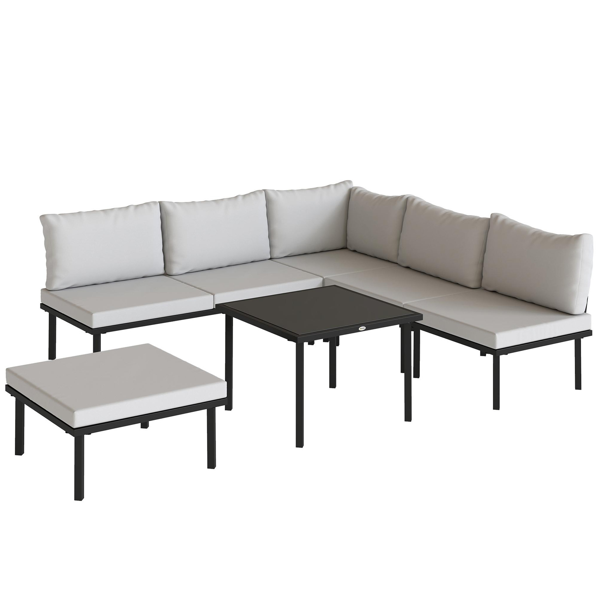 OUTSUNNY Salon de jardin d'angle modulable 6 places avec repose-pieds table basse