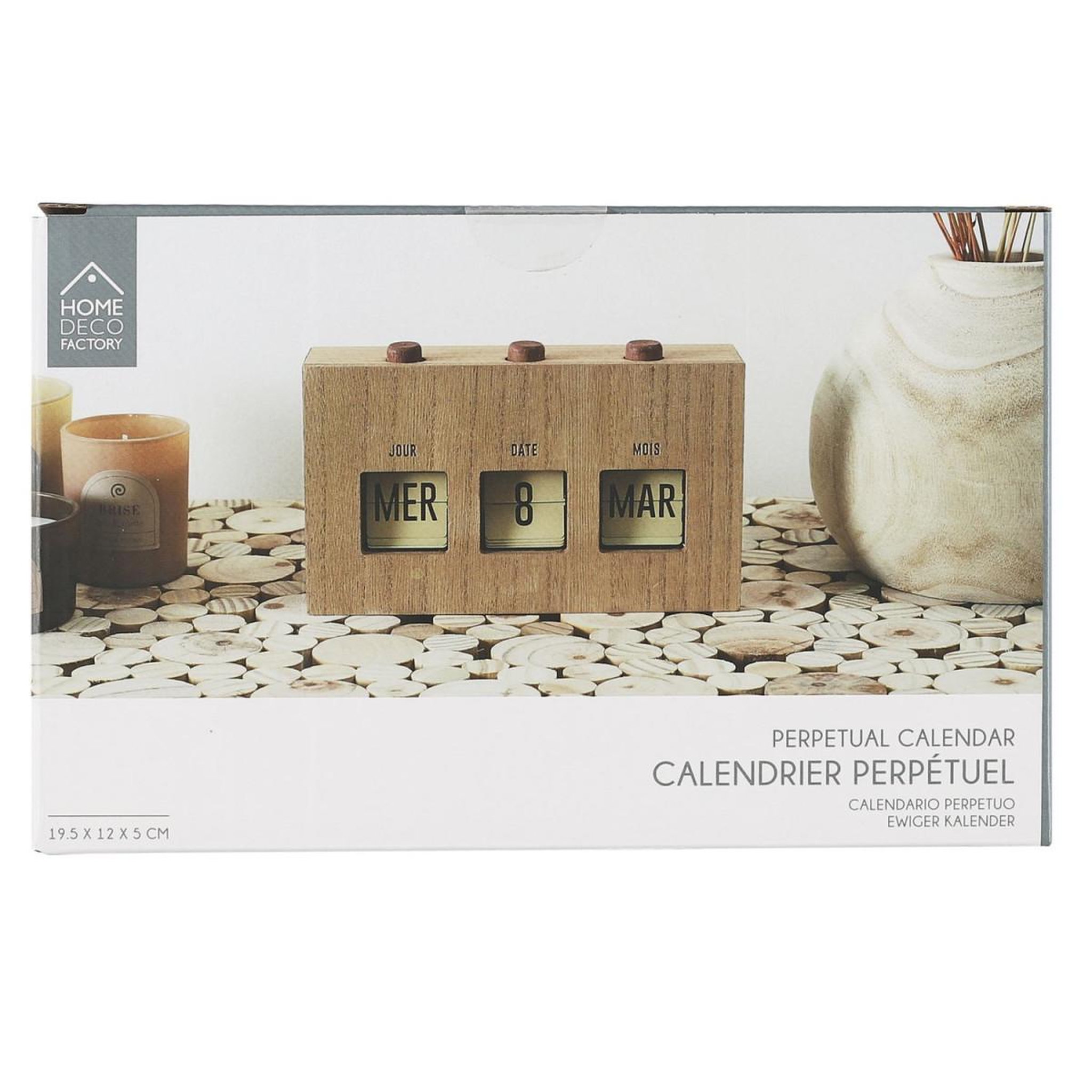 Voir la diapositive 5 : The Home Deco Factory Calendrier perpétuel  flip flap  19cm naturel