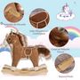 Voir la diapositive 5 : HOMCOM Cheval à bascule selle grand confort peluche courte douce bois peuplier brun dim. 65L x 32,5l x 61H cm