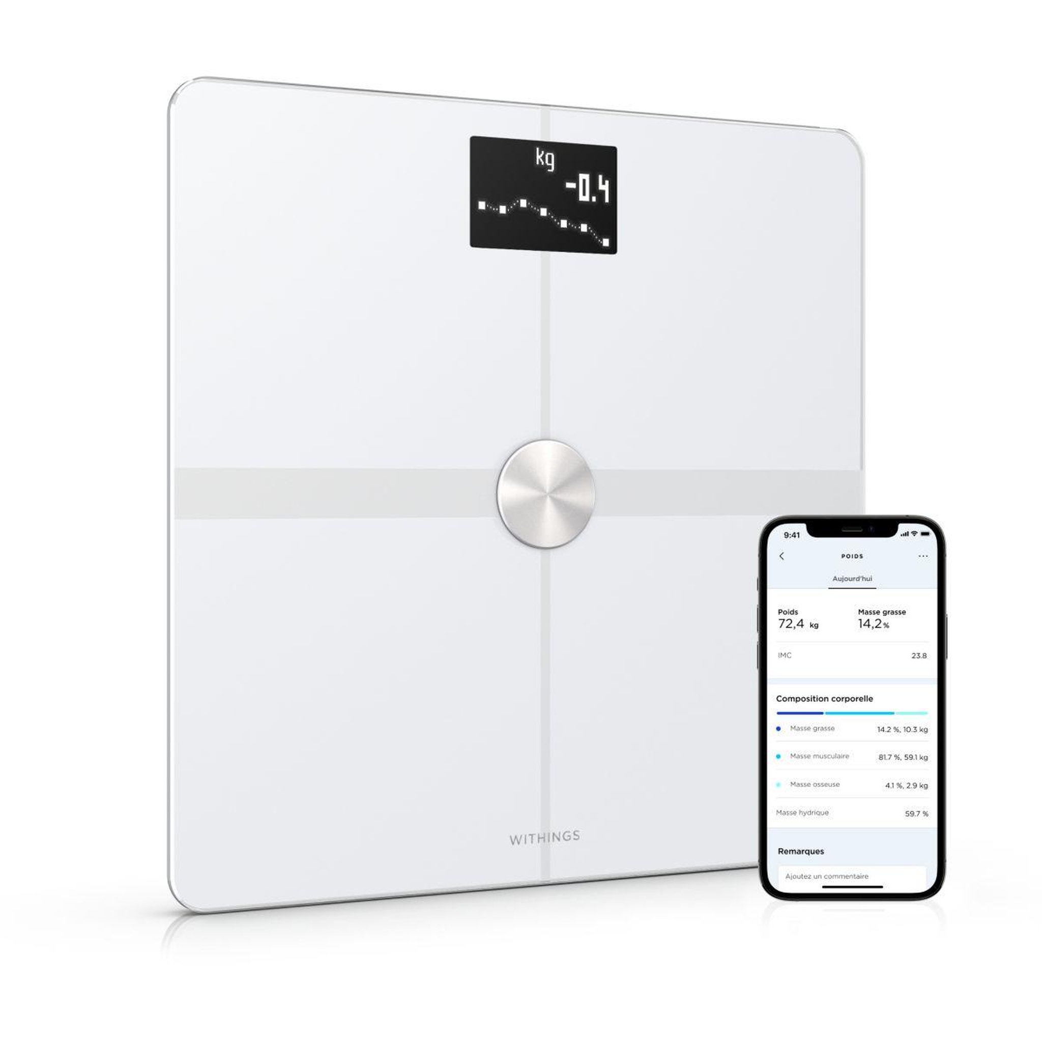 Voir la diapositive 1 : WITHINGS Pèse personne connecté Body plus blanc