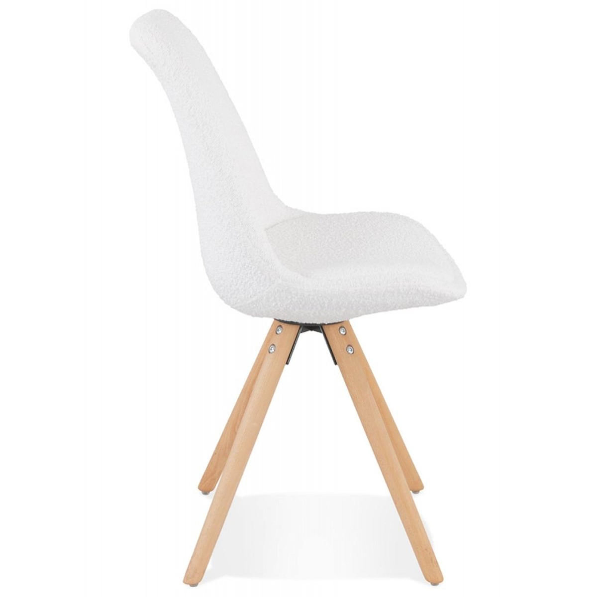 Paris Prix Chaise Design en Tissu Bouclé  Alisa  82cm Blanc & Naturel