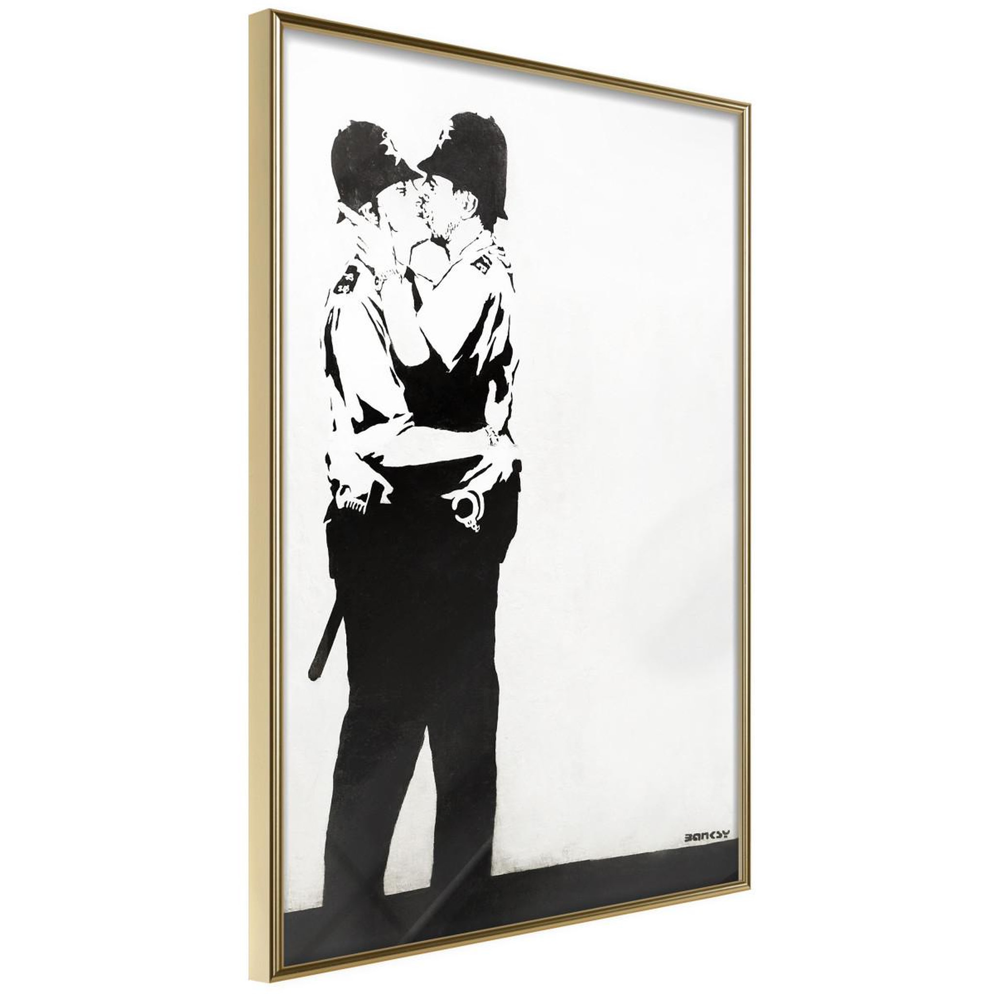 Paris Prix Affiche murale encadrée  banksy kissing coppers ii