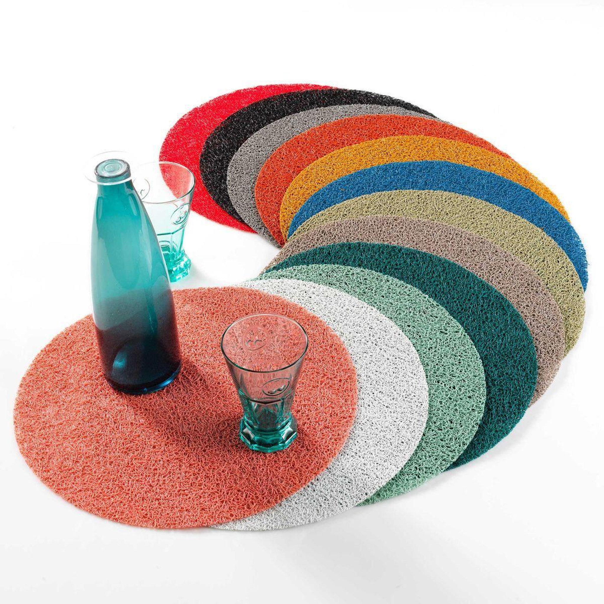 Voir la diapositive 4 : Douceur d'Intérieur Set de table rond  tortilla  38cm bleu indigo