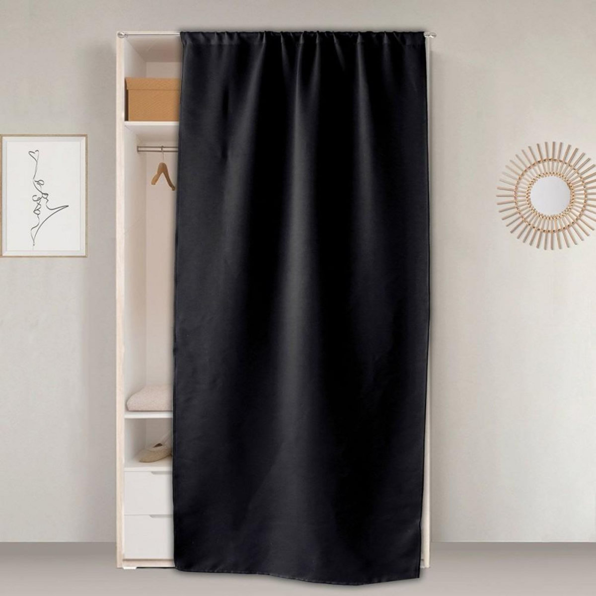 ENJOY HOME Rideau de porte occultant 90x210 Basic noir