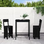 VIDAXL Ensemble de bar de jardin 3 pcs noir bois de pin massif