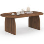 Voir la diapositive 1 : ID MARKET Table basse japandi ovale EDITH 110 cm bois effet noyer