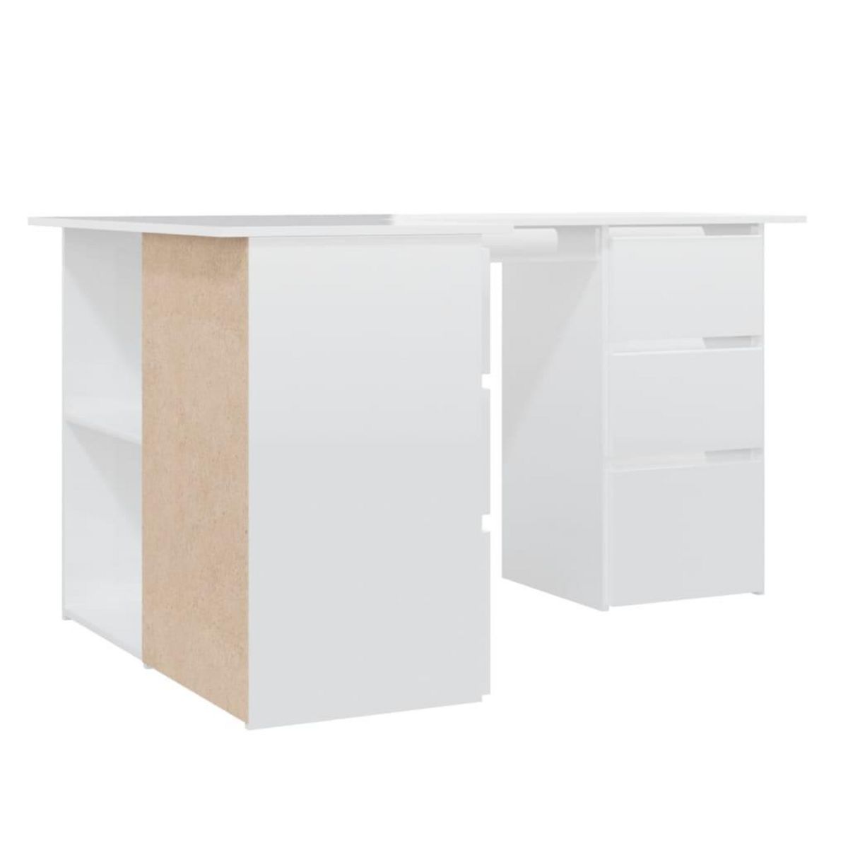 VIDAXL Bureau d'angle Blanc brillant 145x100x76 cm Bois d'ingenierie