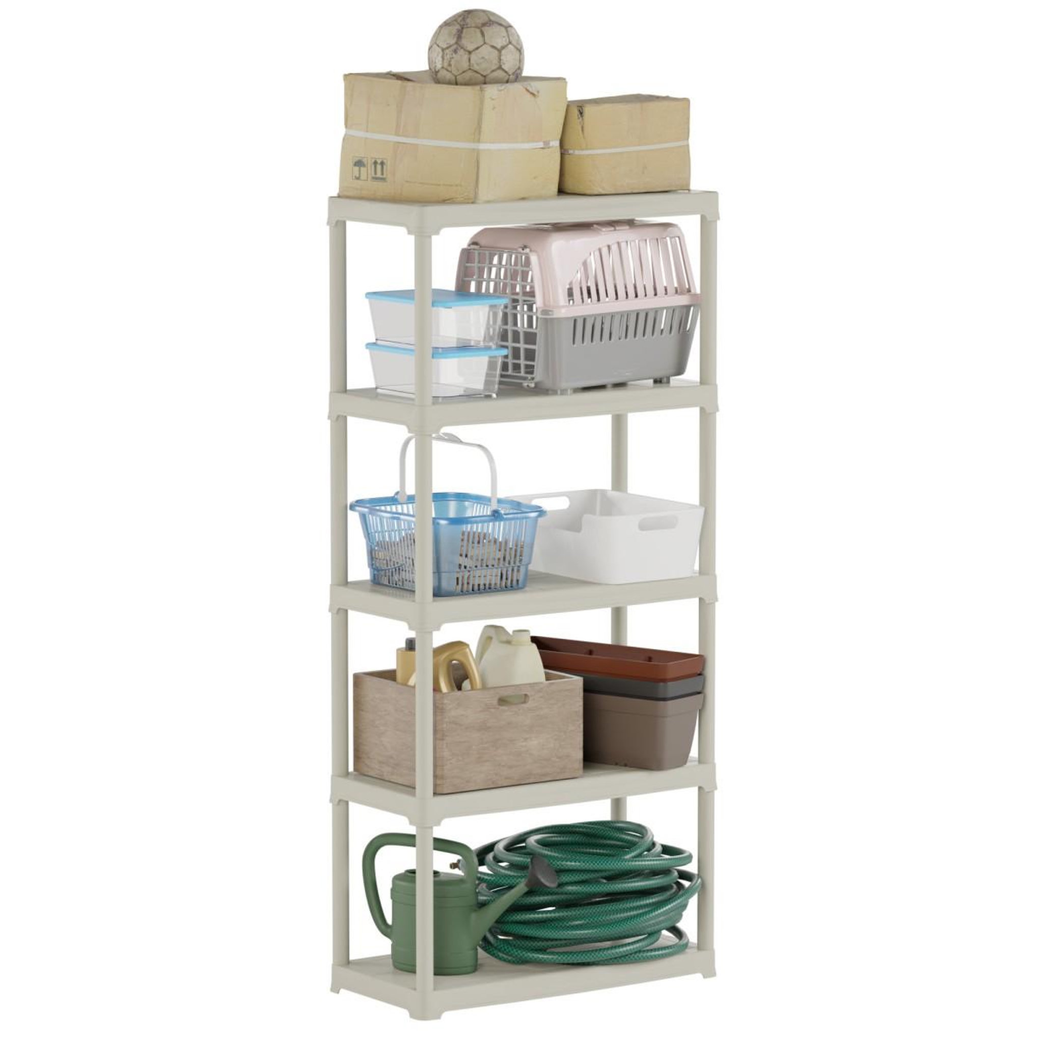Voir la diapositive 3 : ART PLAST Étagère de rangement 5 niveaux 80x40x176 cm beige etagère 5 tablettes charge 150 kg anti-humidité lavable art plast