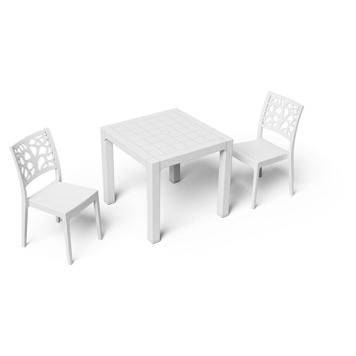 ARETA Salon de jardin - 2 places - Résine - Blanc - ARES