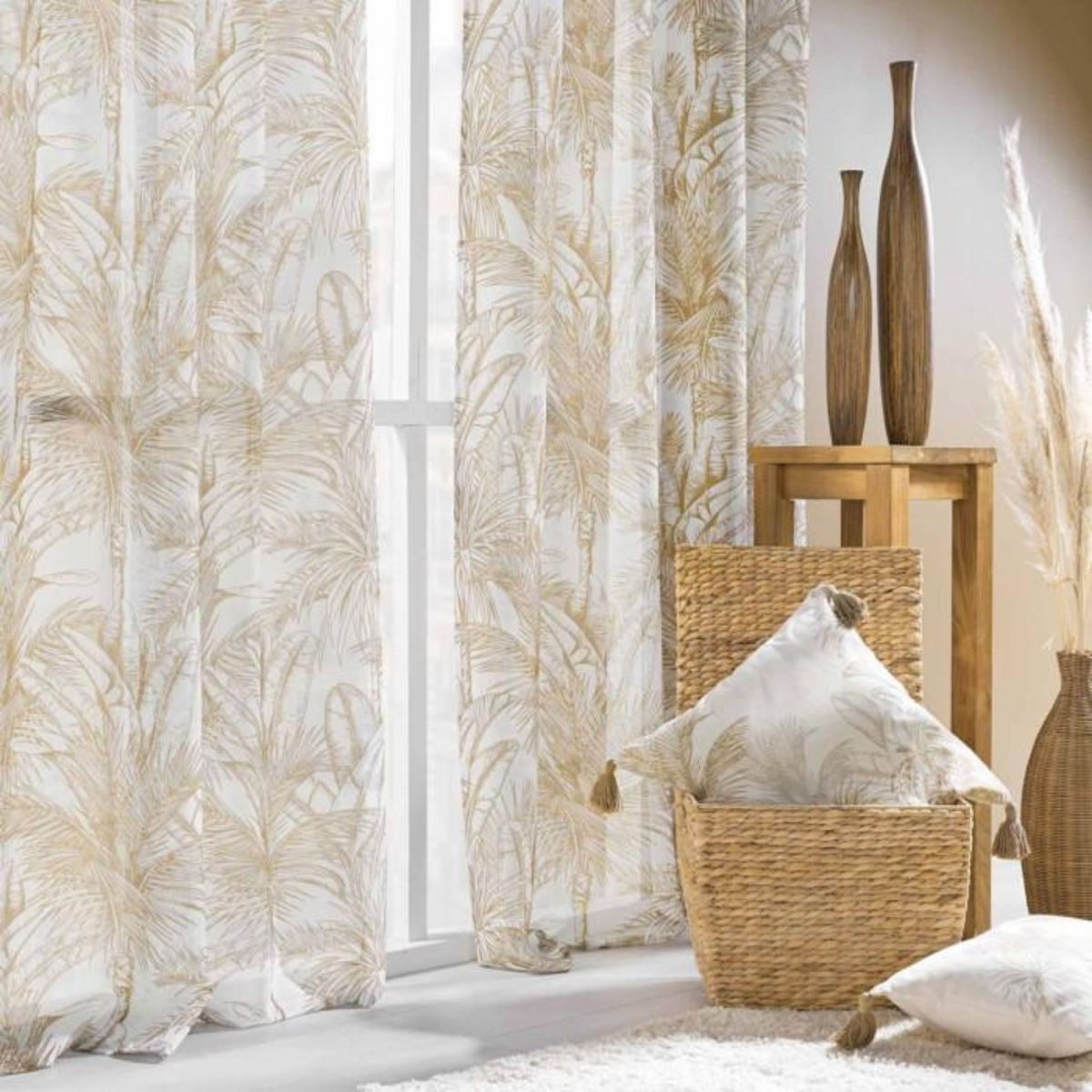 Paris Prix Rideau Voilage à Œillets  Dune  140x240cm Naturel