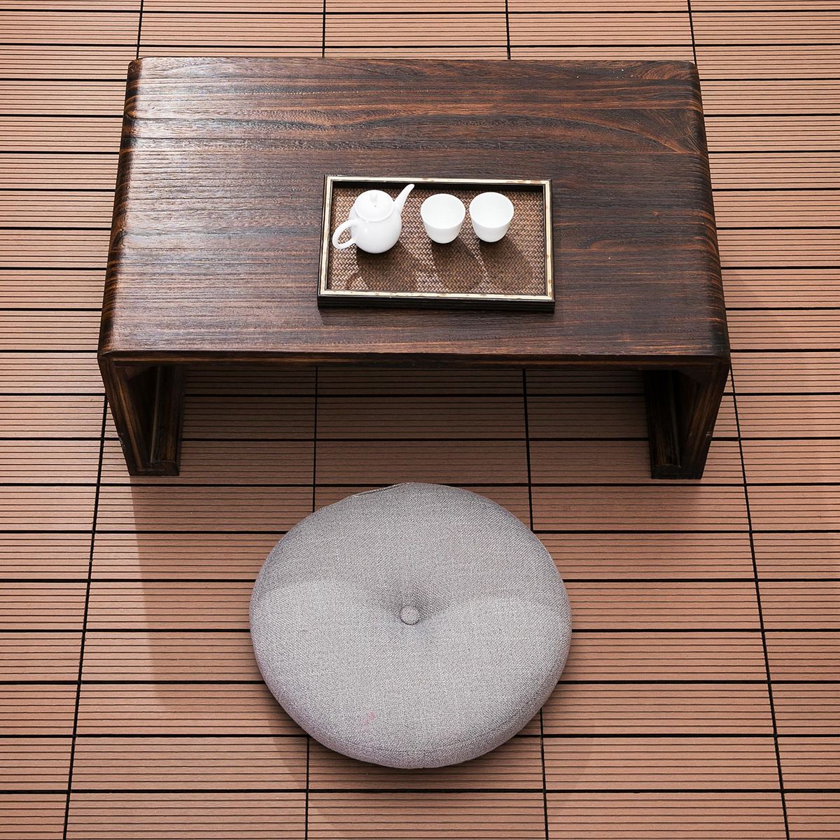 OUTSUNNY Lot de 11 dalles de jardin piscine 30 x 30 x 2,2 cm - clipsables, antidérapantes - HDPE effet bois