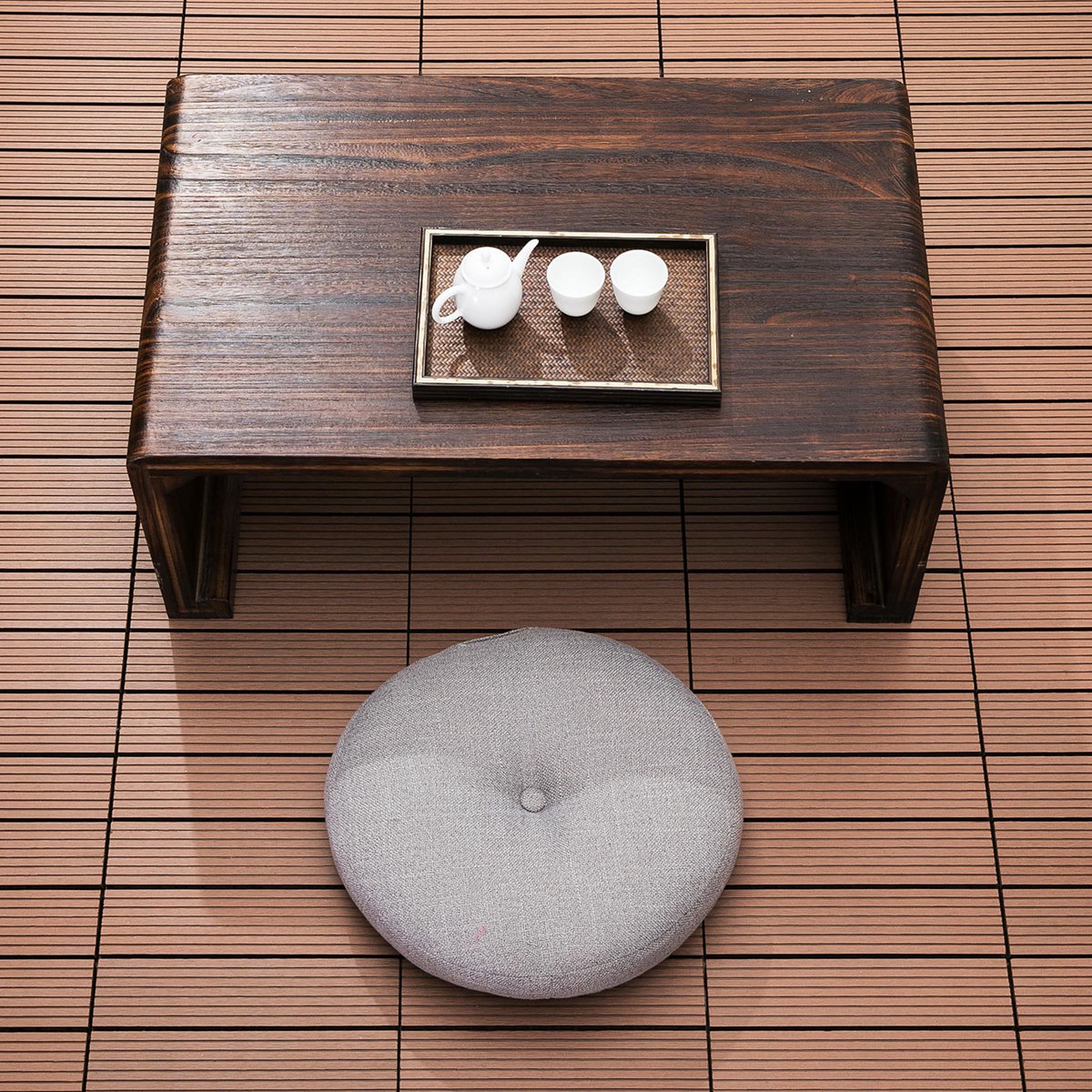 OUTSUNNY Lot de 11 dalles de jardin piscine 30 x 30 x 2,2 cm - clipsables, antidérapantes - HDPE effet bois