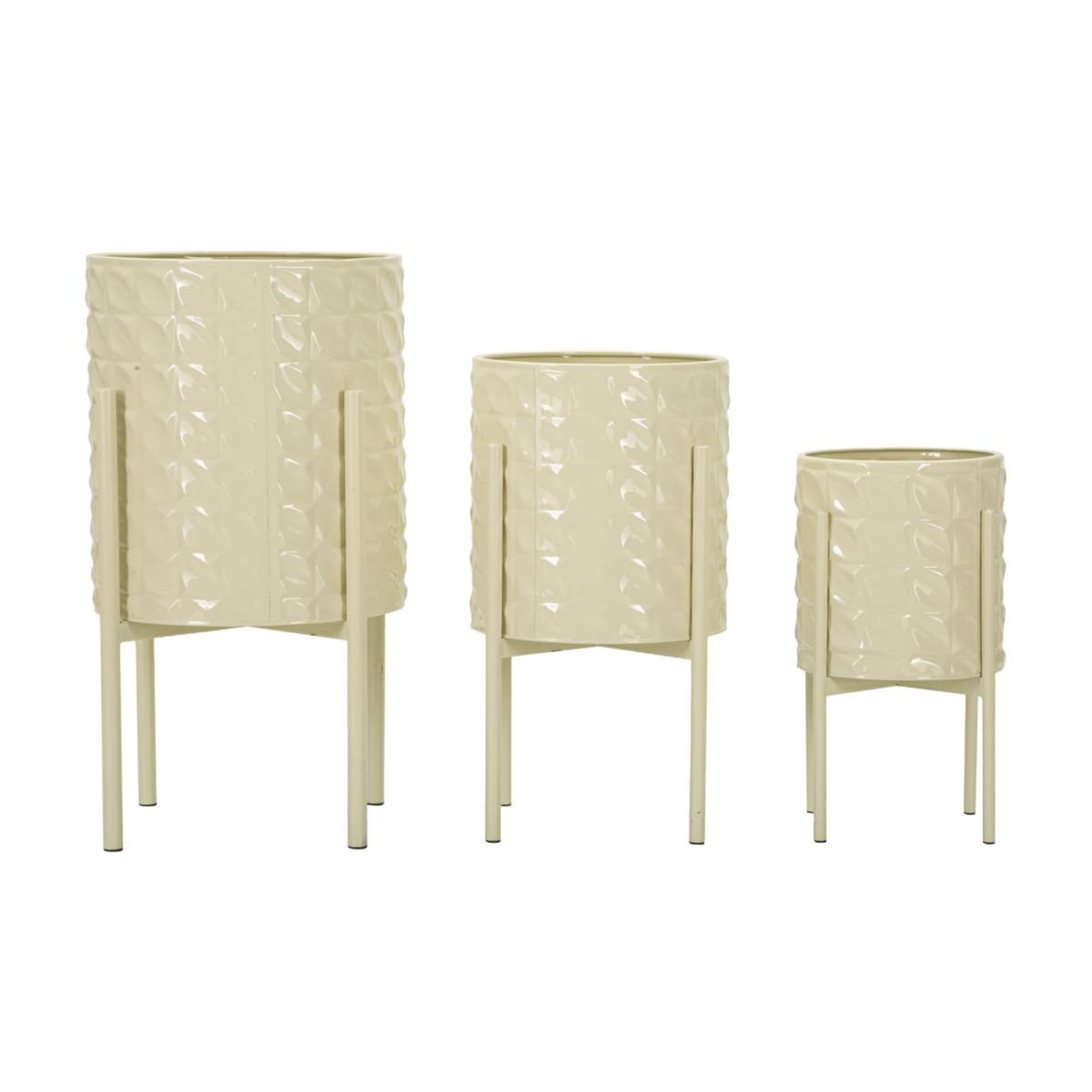 Voir la diapositive 3 : Paris Prix Lot de 3 cache-pots sur pied  betsy  56cm crème