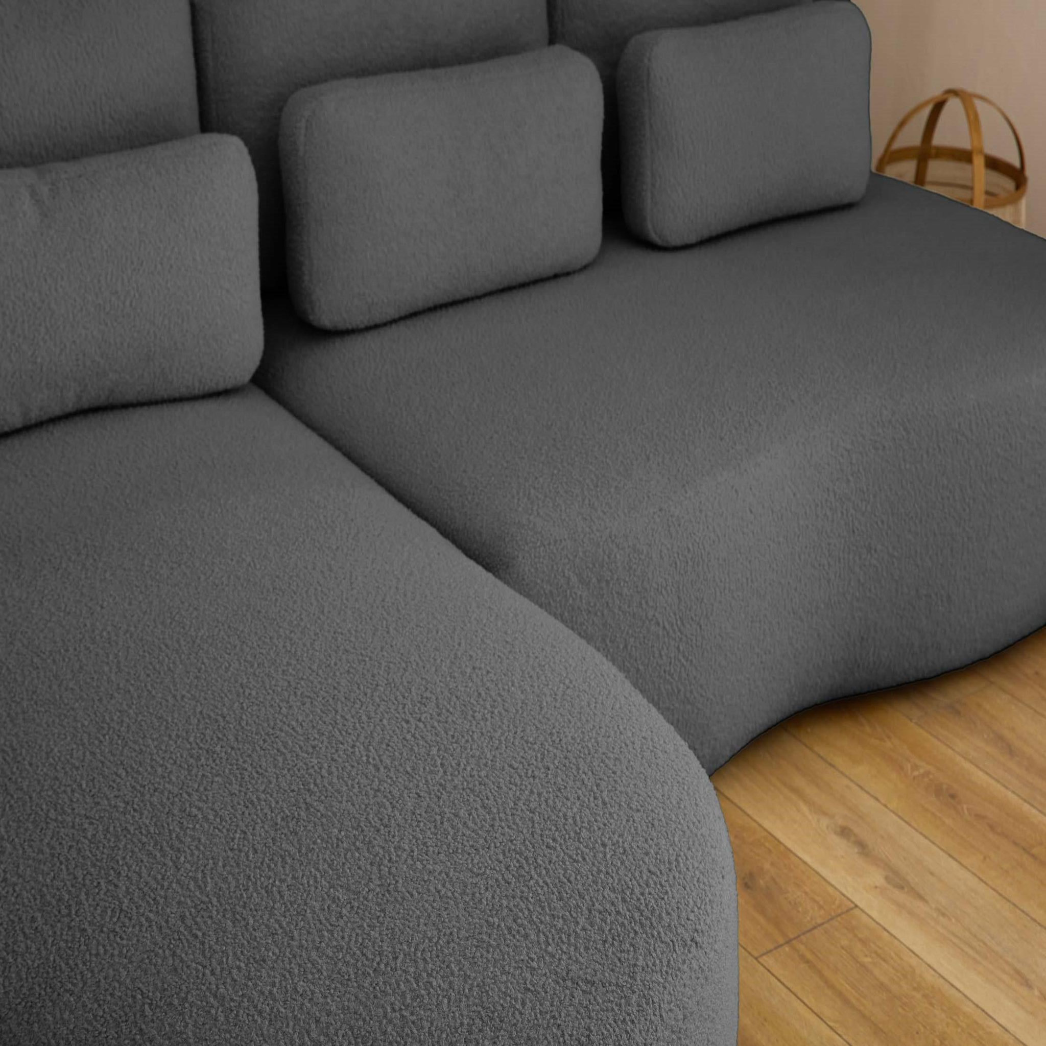 Voir la diapositive 4 : BEST MOBILIER Mahina - canapé d'angle gauche - 4 places - convertible avec coffre - en tissu bouclette