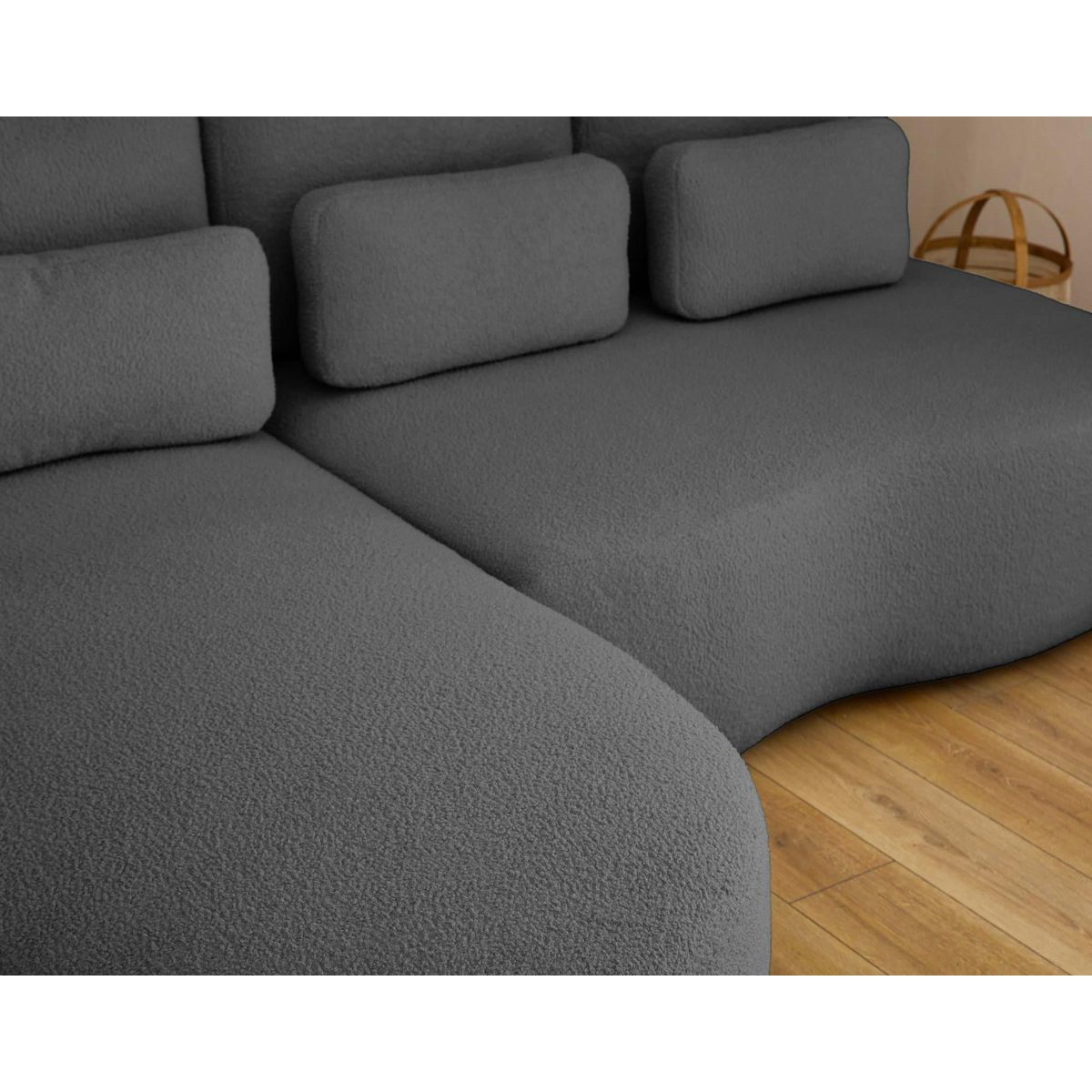 LISA DESIGN Mahina - canapé d'angle gauche - 4 places - convertible avec coffre - en tissu bouclette