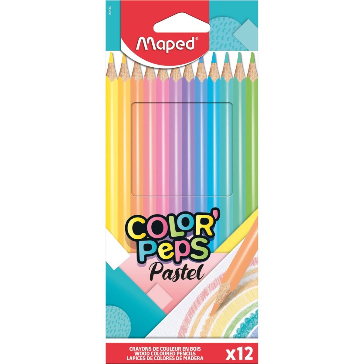 MAPED Etui de 12 crayons de couleur Color'Peps Pastel