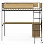 Voir la diapositive 3 : ID MARKET Lit mezzanine simple DETROIT avec bureau et rangements 90 x 190 cm design industriel