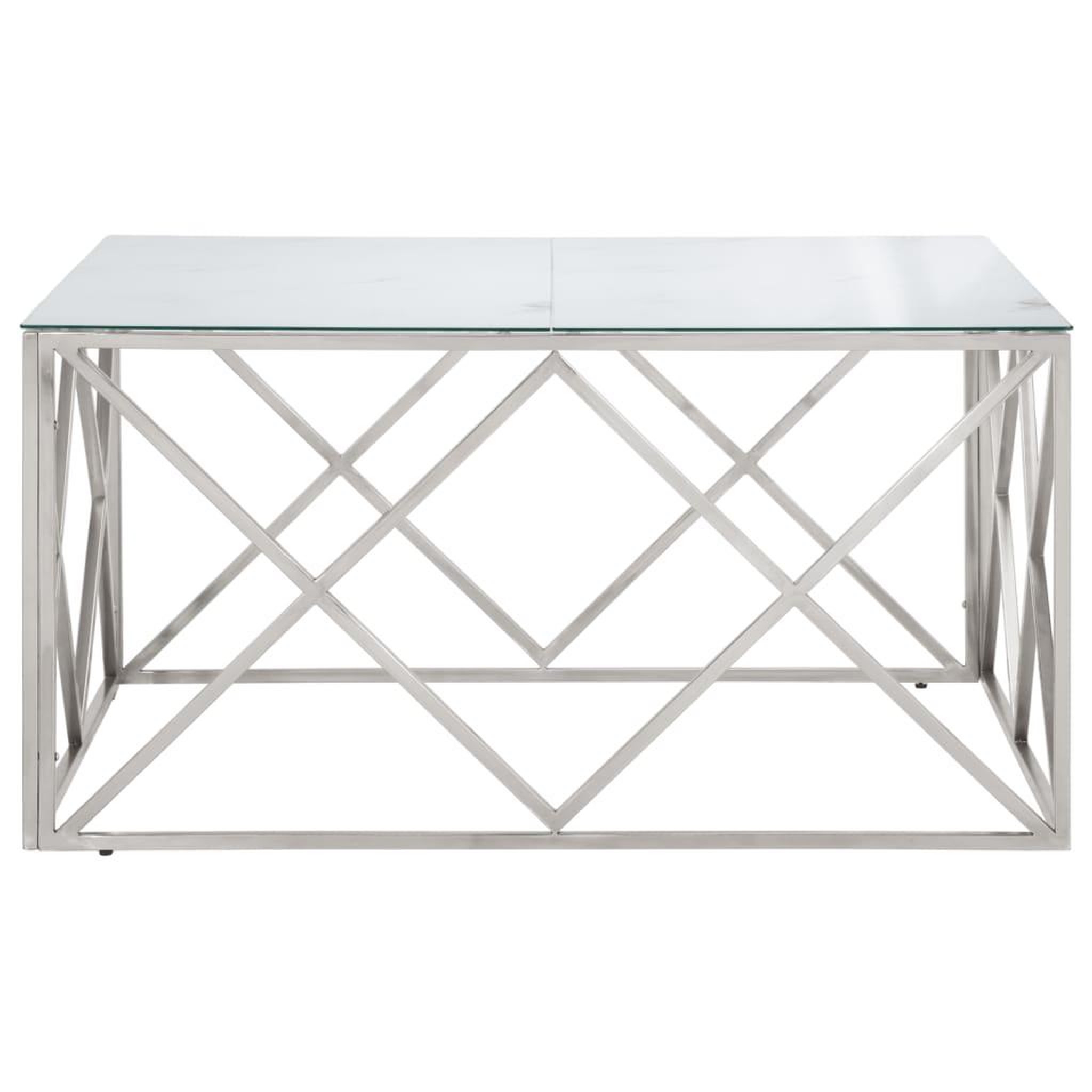Voir la diapositive 4 : VIDAXL Table basse argente acier inoxydable et verre trempe