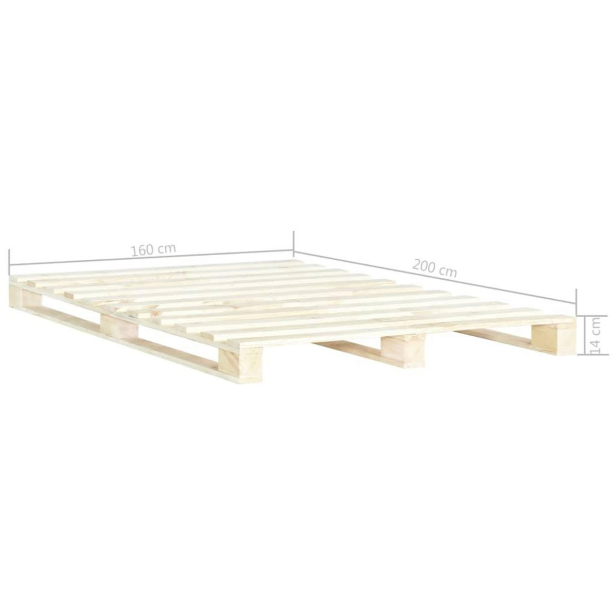 VIDAXL Cadre de lit de palette sans matelas 160x200 cm bois massif pin
