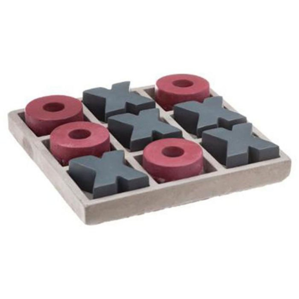 ATMOSPHERA Jeu de Société en Ciment  Morpion  15cm Gris