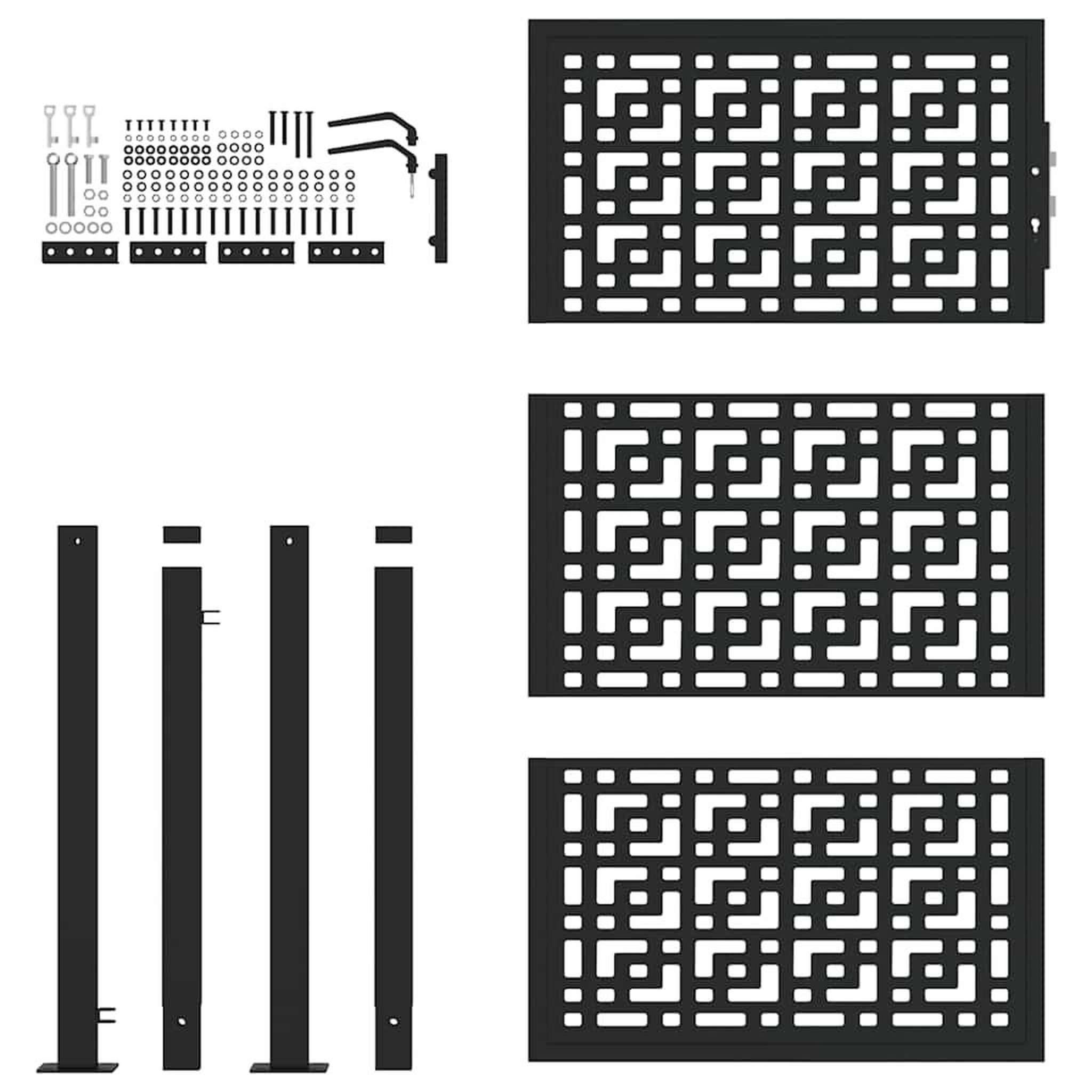 Voir la diapositive 4 : VIDAXL Portail de jardin noir 105x155 cm acier conception croisee