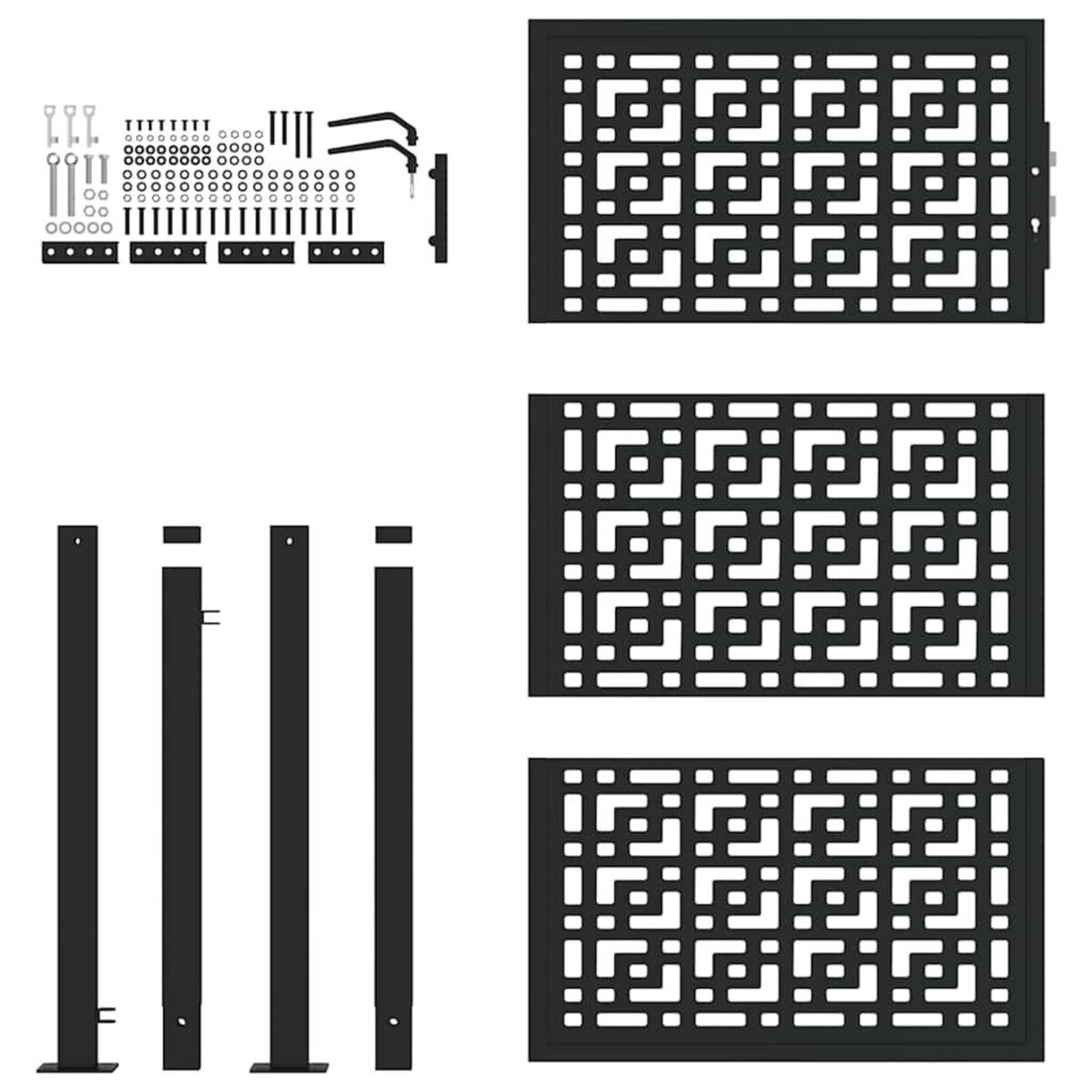 VIDAXL Portail de jardin noir 105x155 cm acier conception croisee