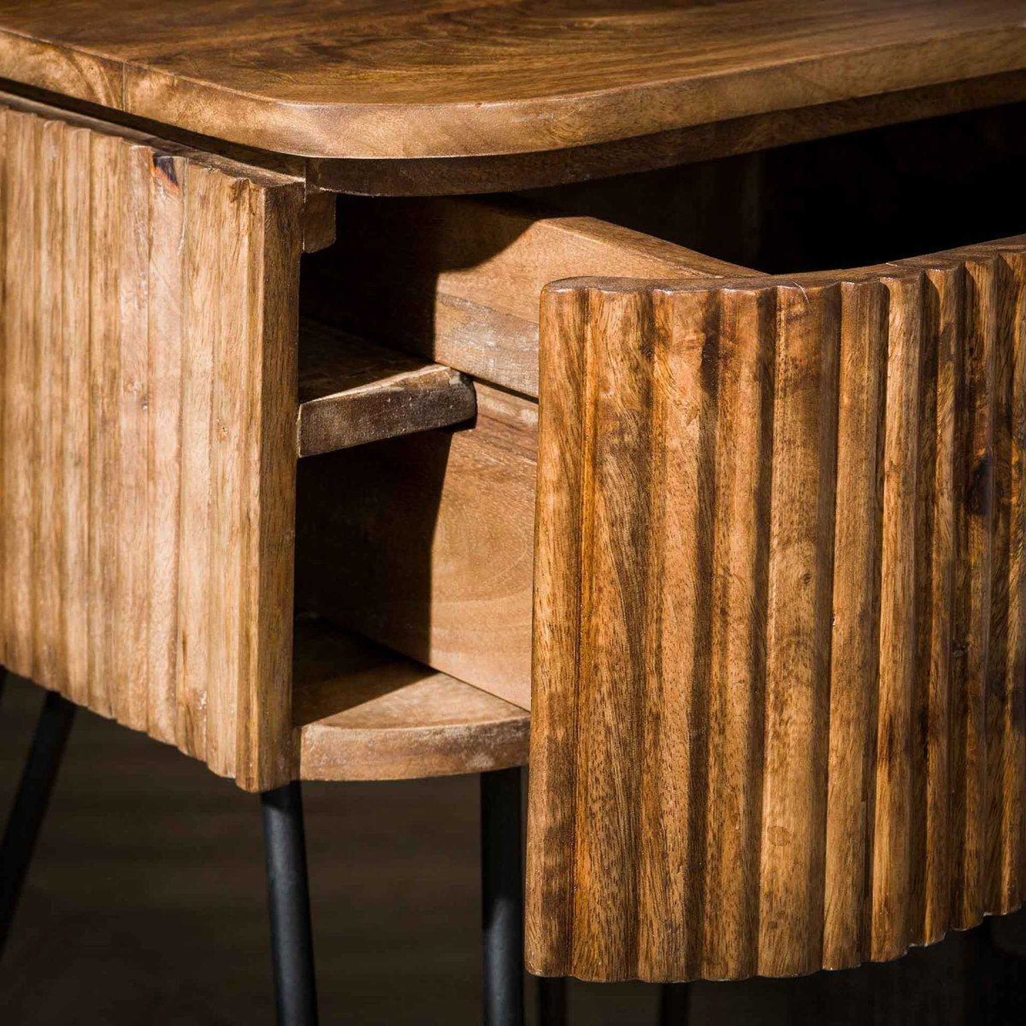 Voir la diapositive 5 : JLC KREATION Table de chevet en bois massif onda 1 tiroir pied métal
