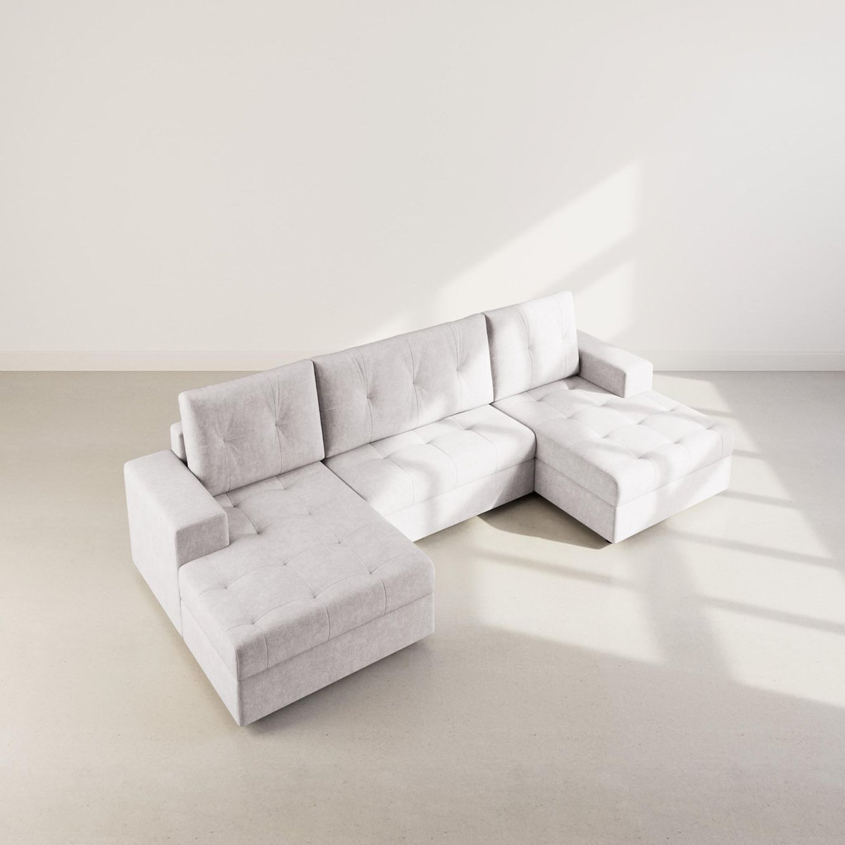 BEST MOBILIER Bastian - canapé panoramique en u 7 places convertible avec coffre en velours texturé