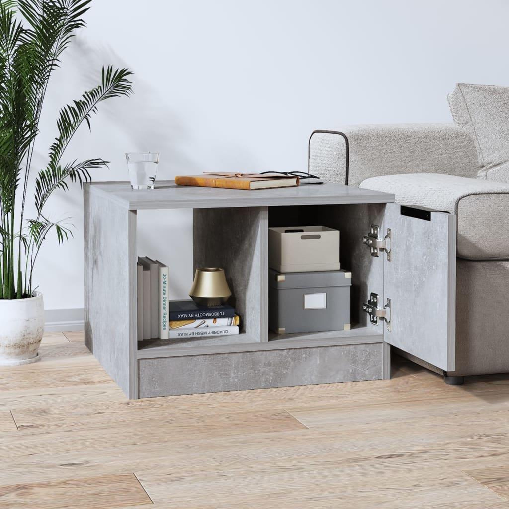 Voir la diapositive 3 : VIDAXL Table basse gris beton 50x50x36 cm bois d'ingenierie