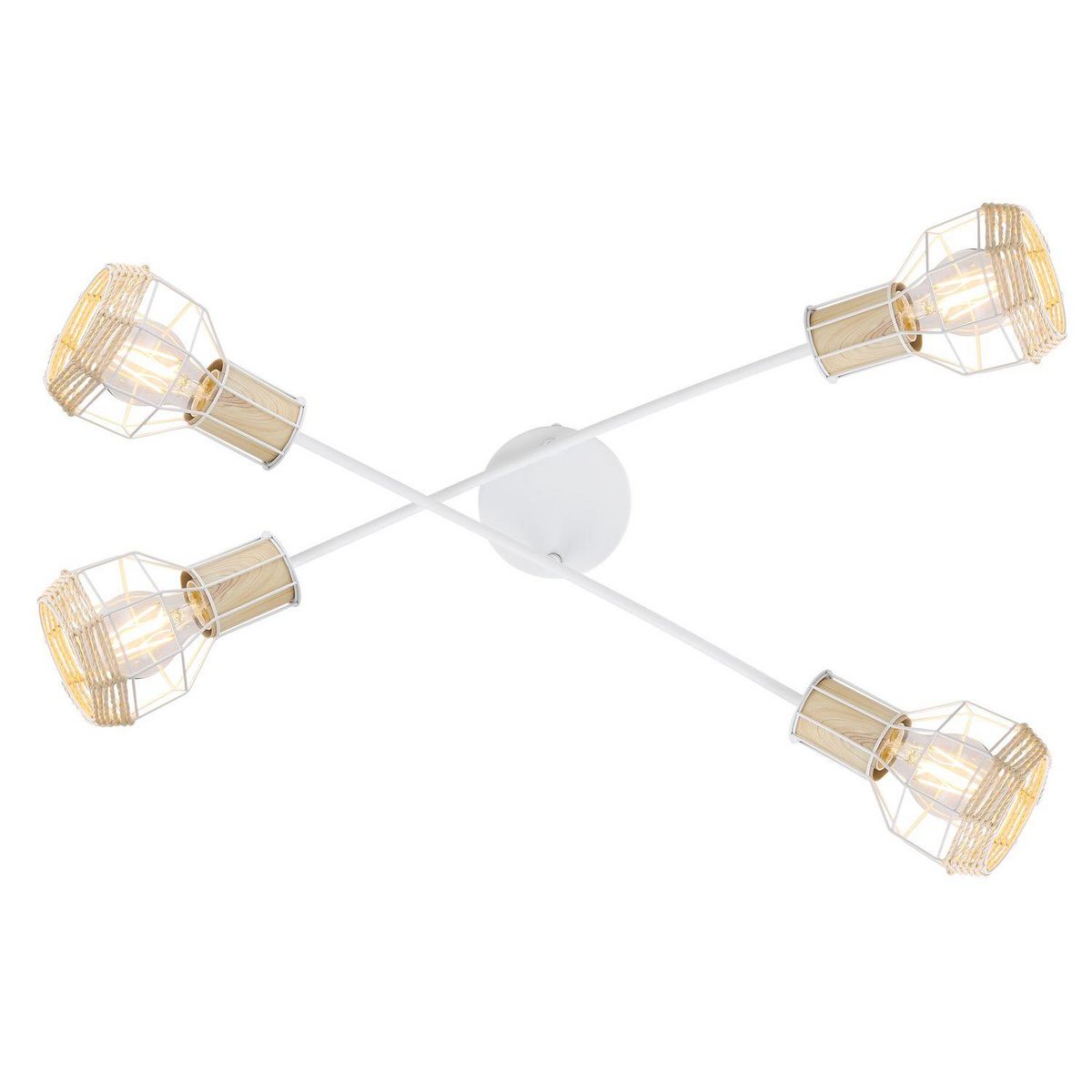 GLOBO Plafonnier design scandinave Bana - 4 Ampoules - Blanc