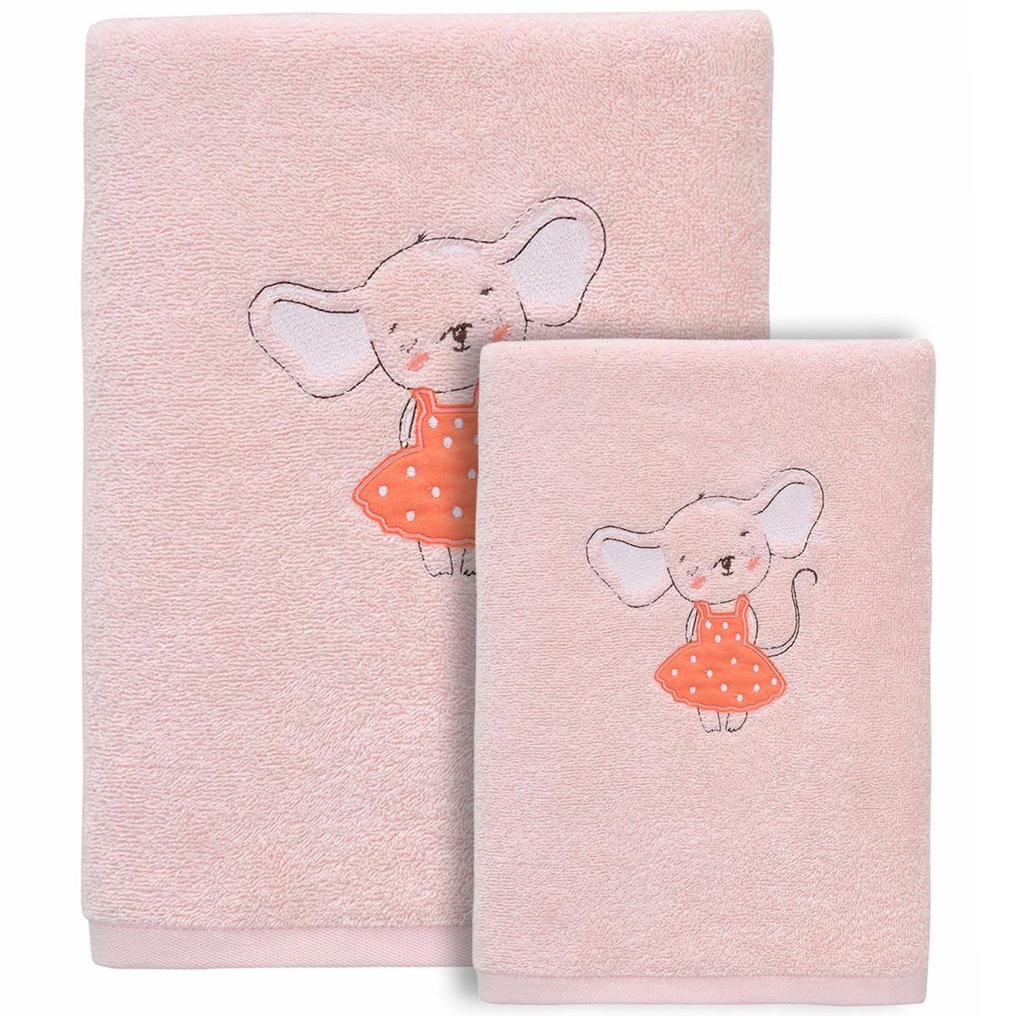 Voir la diapositive 1 : Sensei Maison Ensemble enfant 1 serviette de toilette + 1 drap de bain MOUSE TITINE