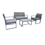 CONCEPT USINE Salon de jardin bas 4 places résine tressée gris foncé ESNA