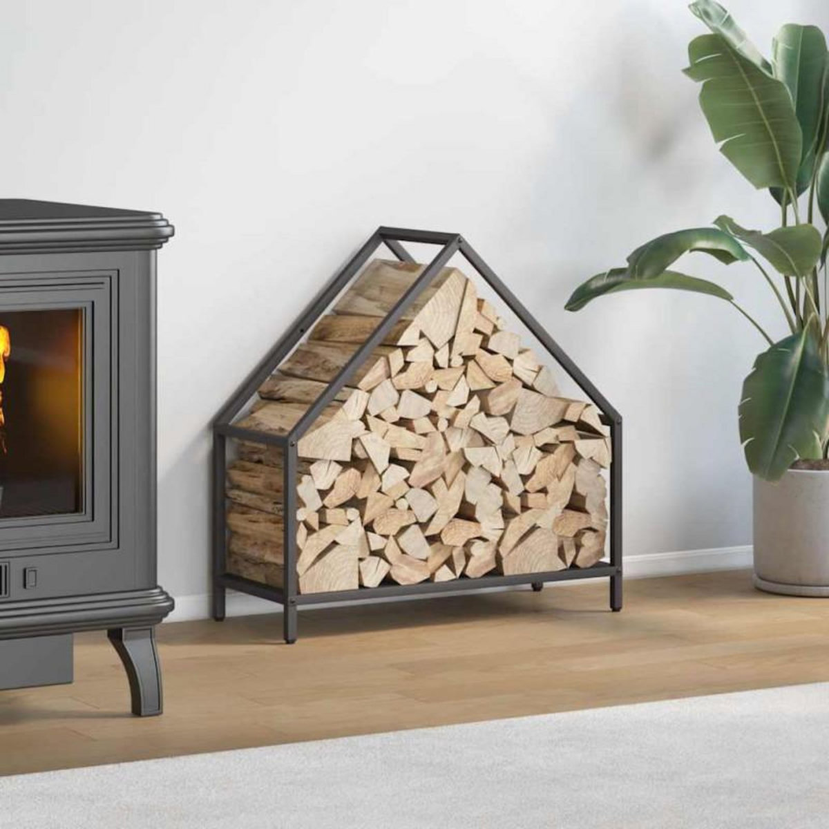 VIDAXL Portant de bois chauffage noir 60x25x60 cm