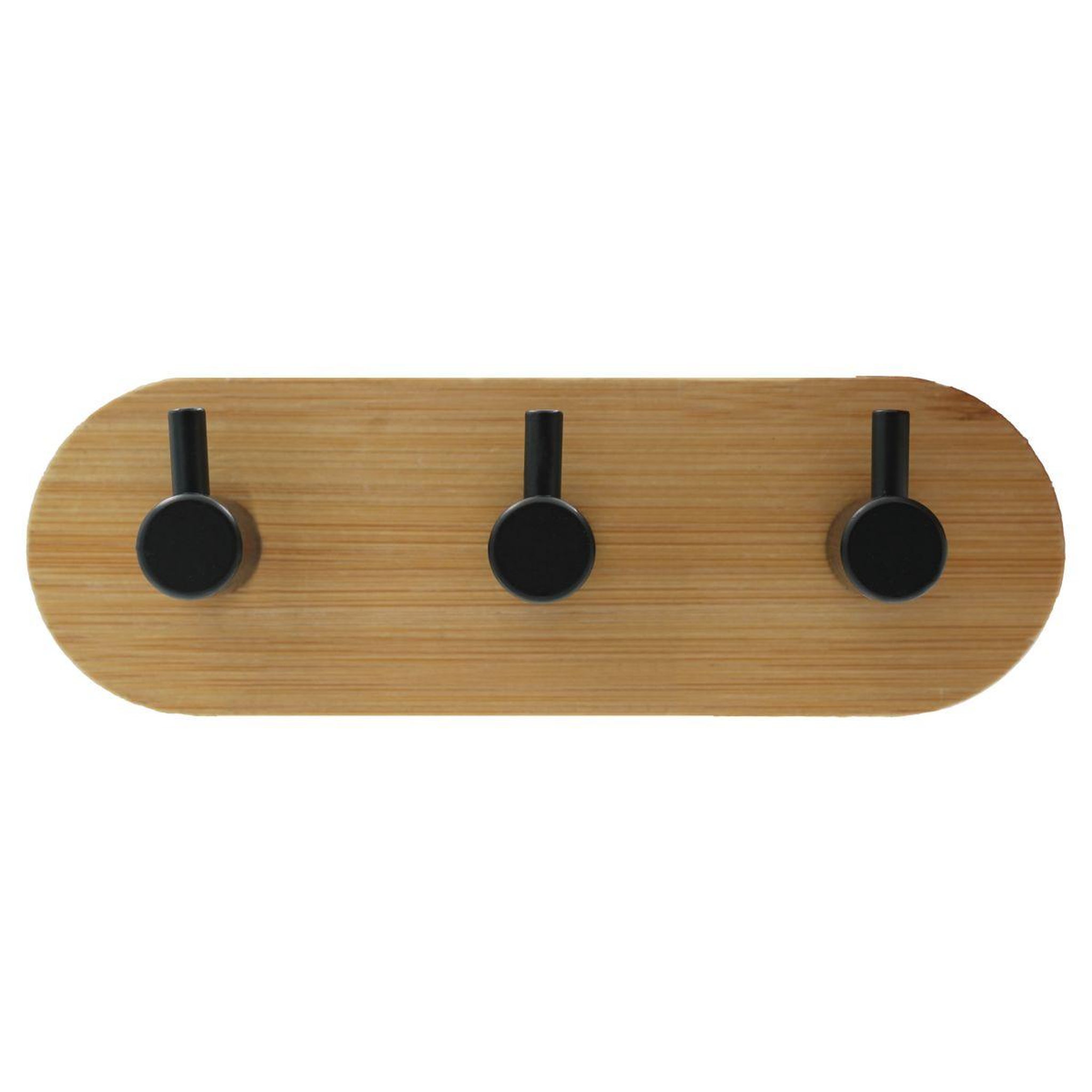Douceur d'Intérieur Patère adhésive 3 crochets en bambou  fixeo  14cm naturel & noir
