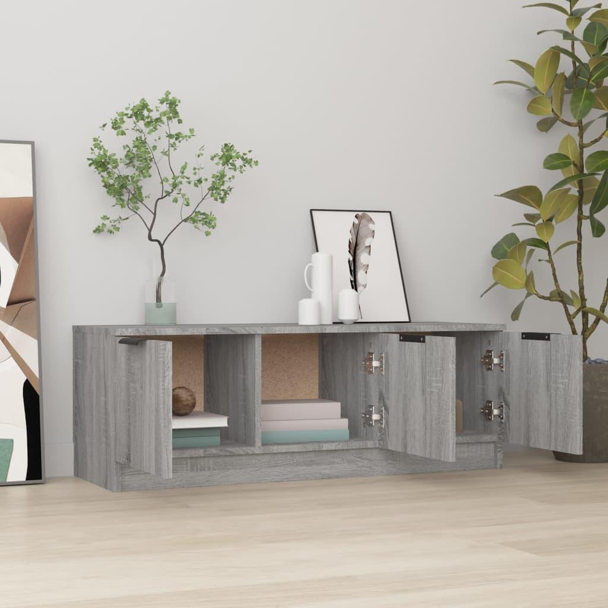 Voir la diapositive 3 : VIDAXL Meuble TV Sonoma gris 102x35x36,5 cm Bois d'ingenierie
