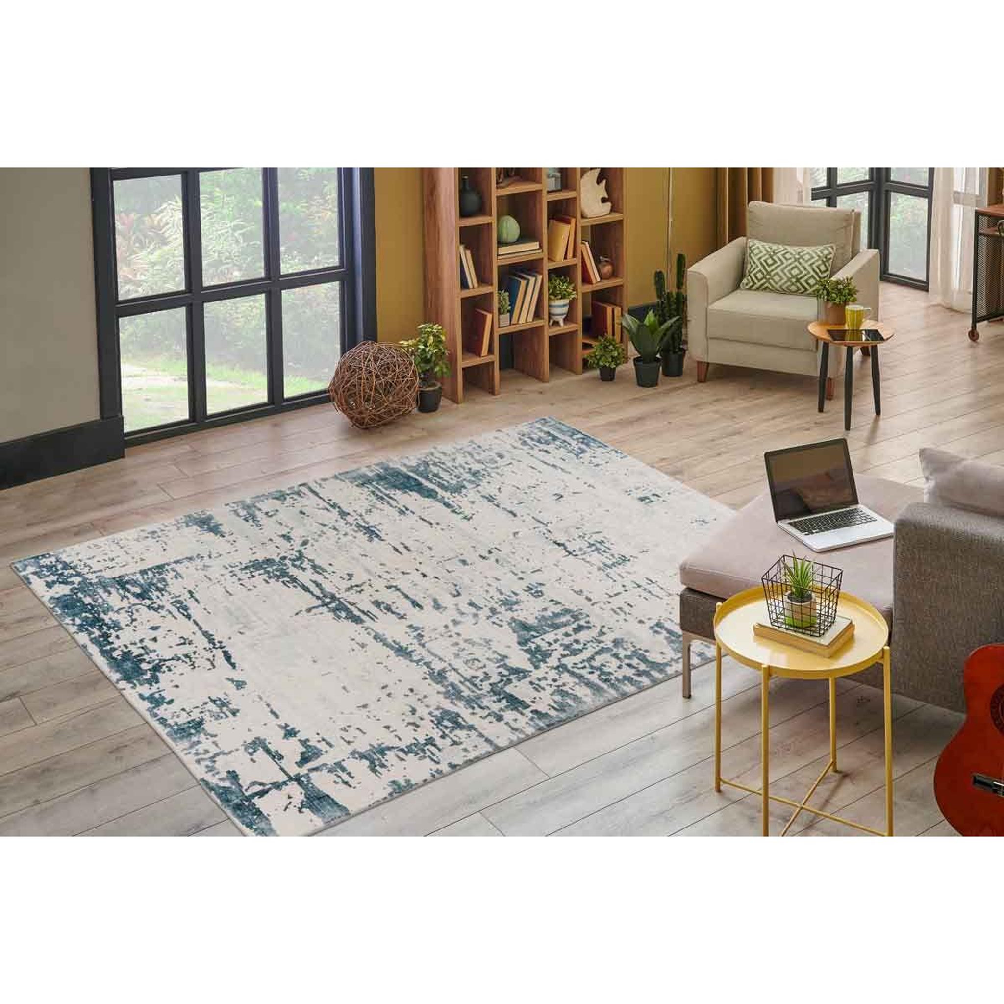 Voir la diapositive 5 : Paris Prix Tapis Tissé à Poils Courts Vintage  Ilian IV  Bleu