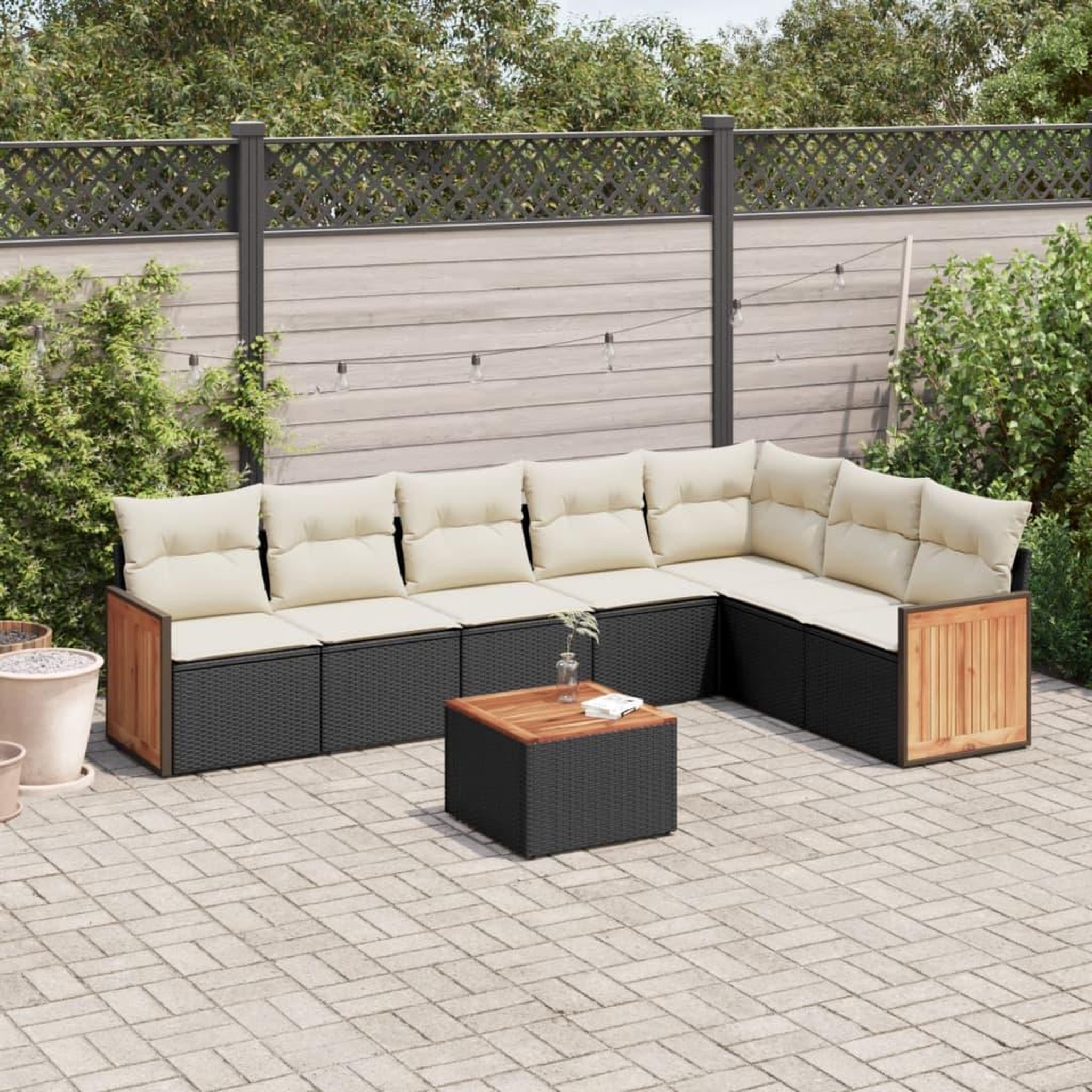 VIDAXL Salon de jardin 8 pcs avec coussins noir resine tressee