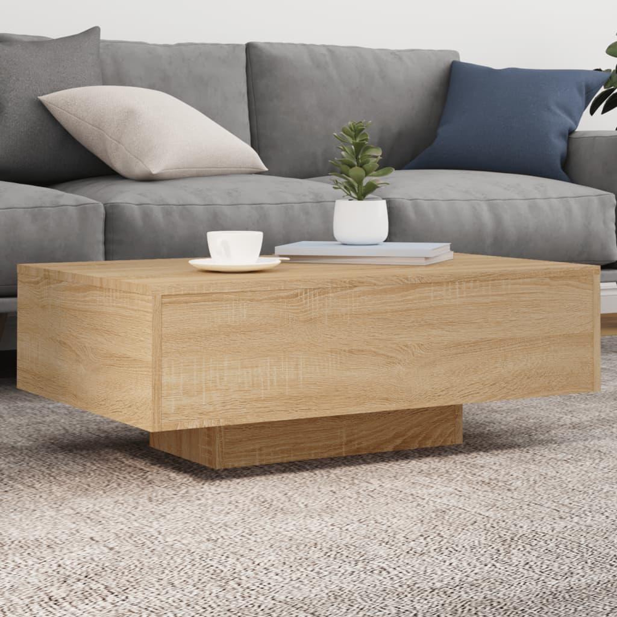 VIDAXL Table basse avec lumieres LED chene sonoma 85x55x31 cm