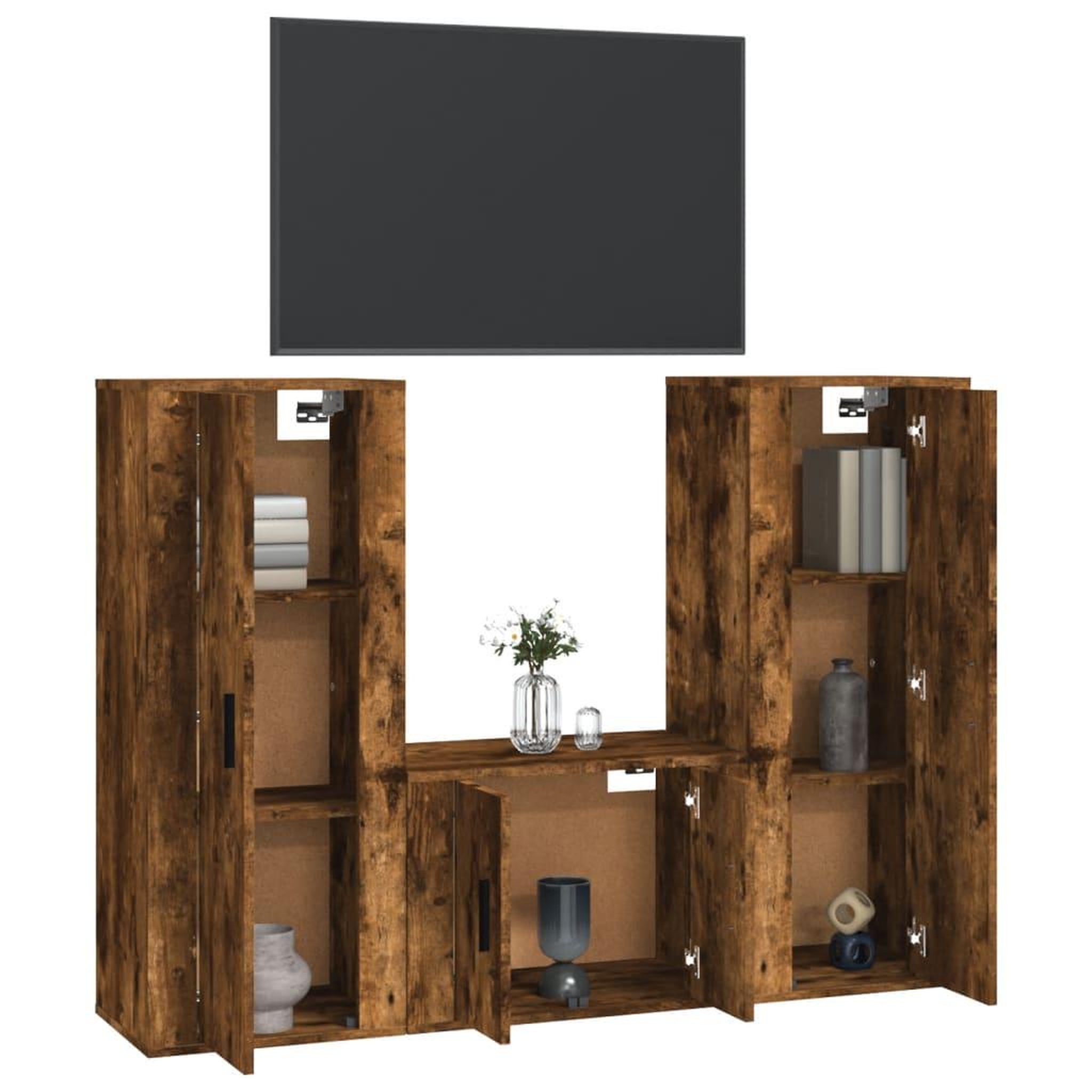 Voir la diapositive 3 : VIDAXL Ensemble de meubles TV 3 pcs Chene fume Bois d'ingenierie