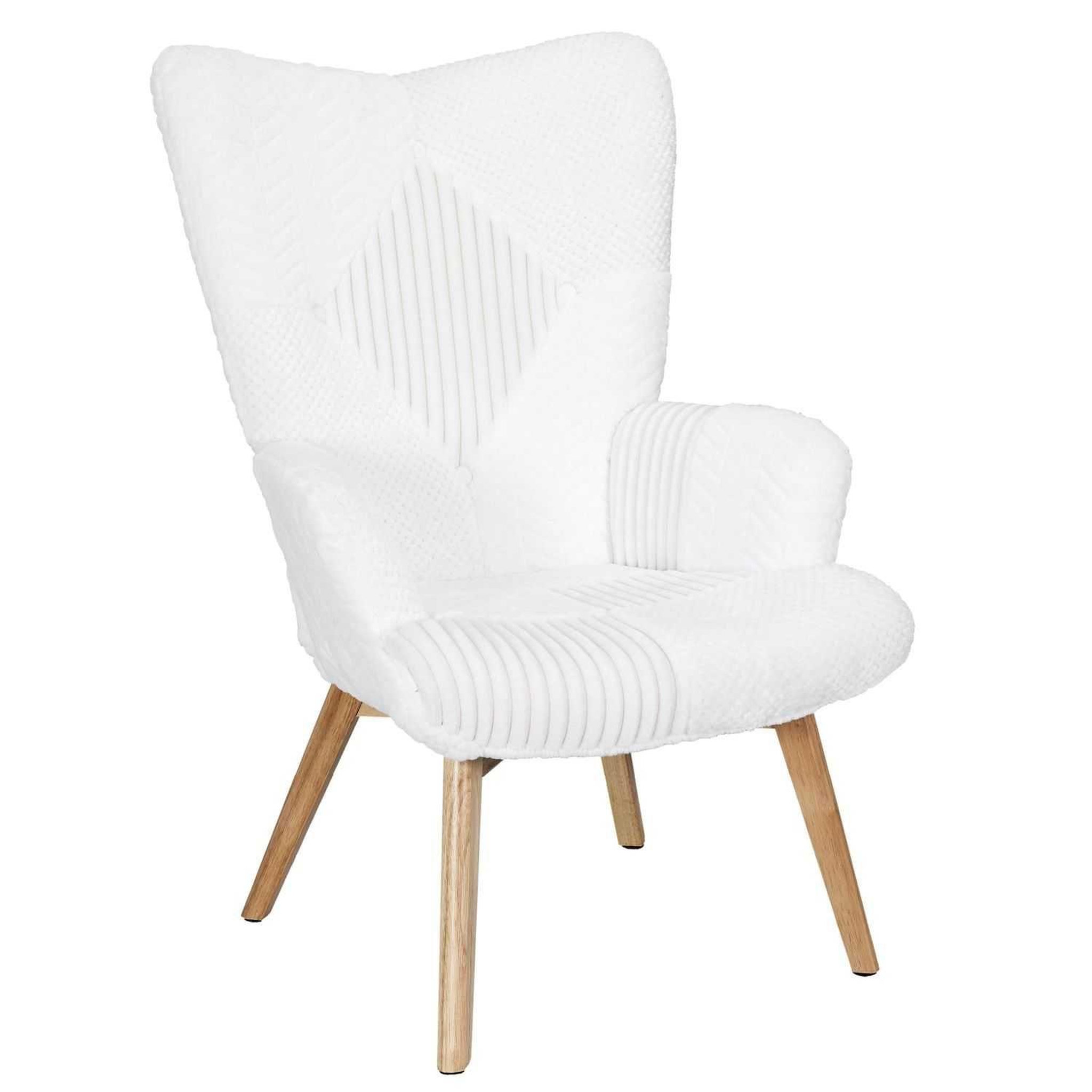 The Home Deco Factory Fauteuil de salon scandi en patchwork helsinki. Coloris disponibles : Blanc