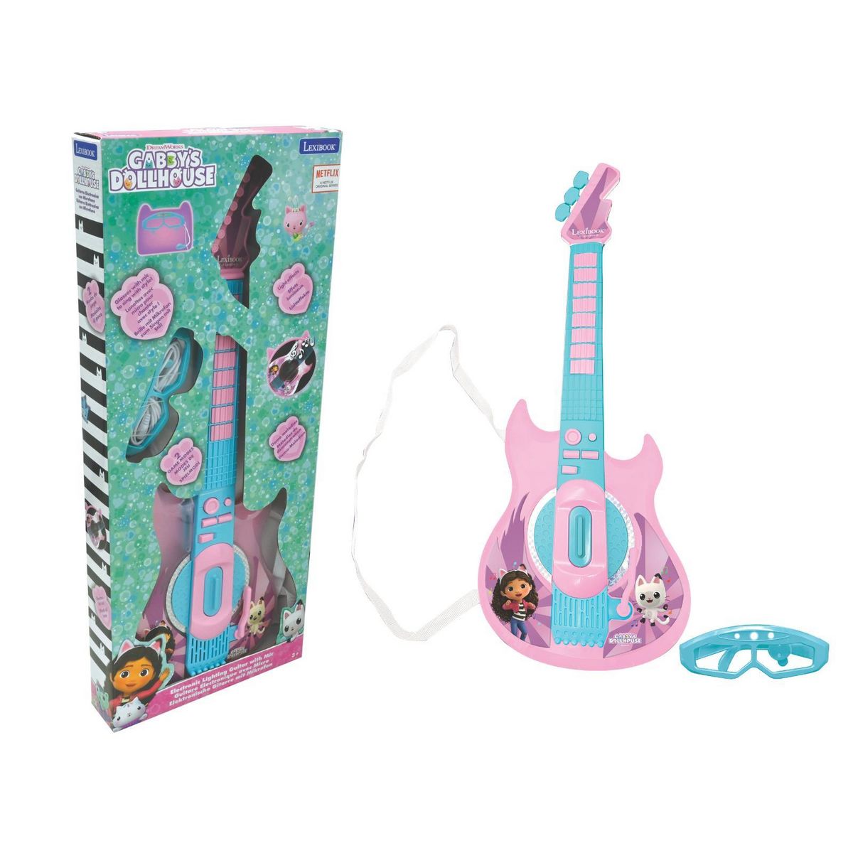 Lexibook Guitare Électronique Lumineuse avec lunettes et micro Gabby et la maison magique