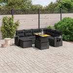 VIDAXL Salon de jardin 8 pcs avec coussins noir resine tressee