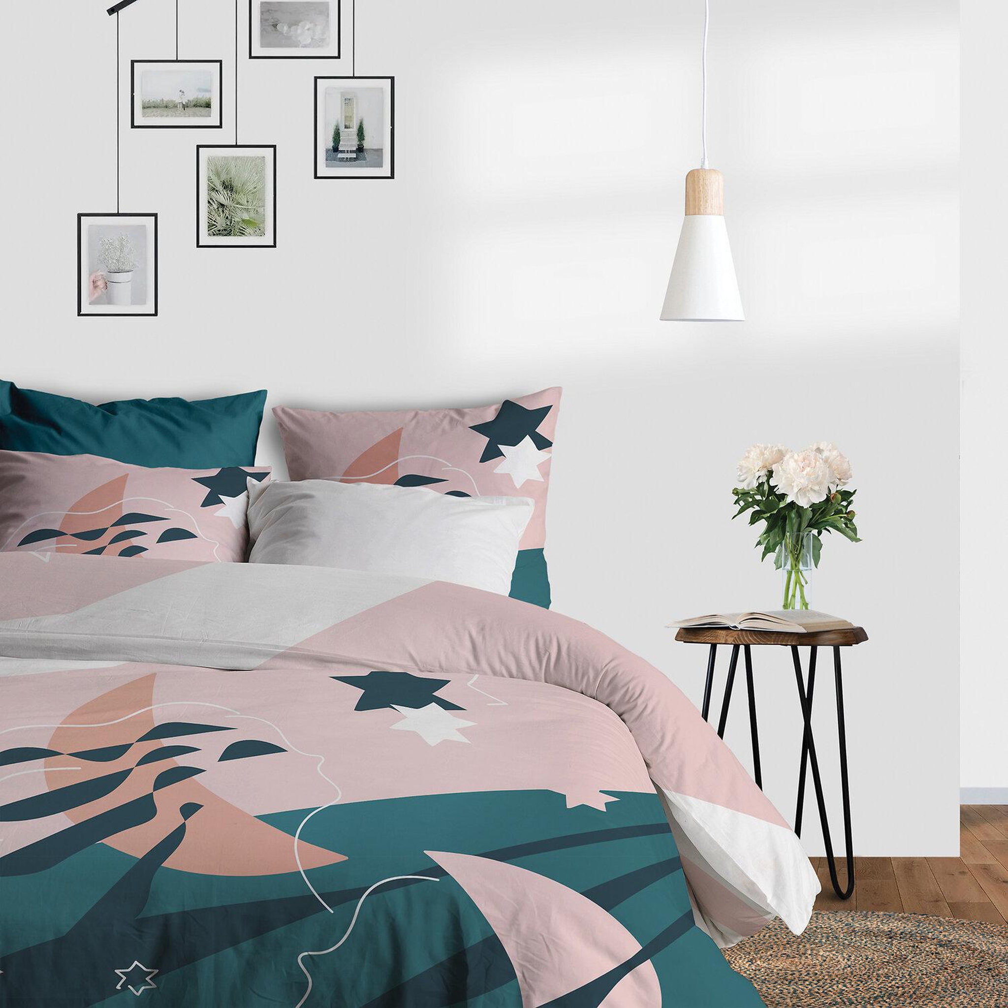 Voir la diapositive 4 : Les Ateliers du Linge Parure de housse de couette 100% coton 57fils heol