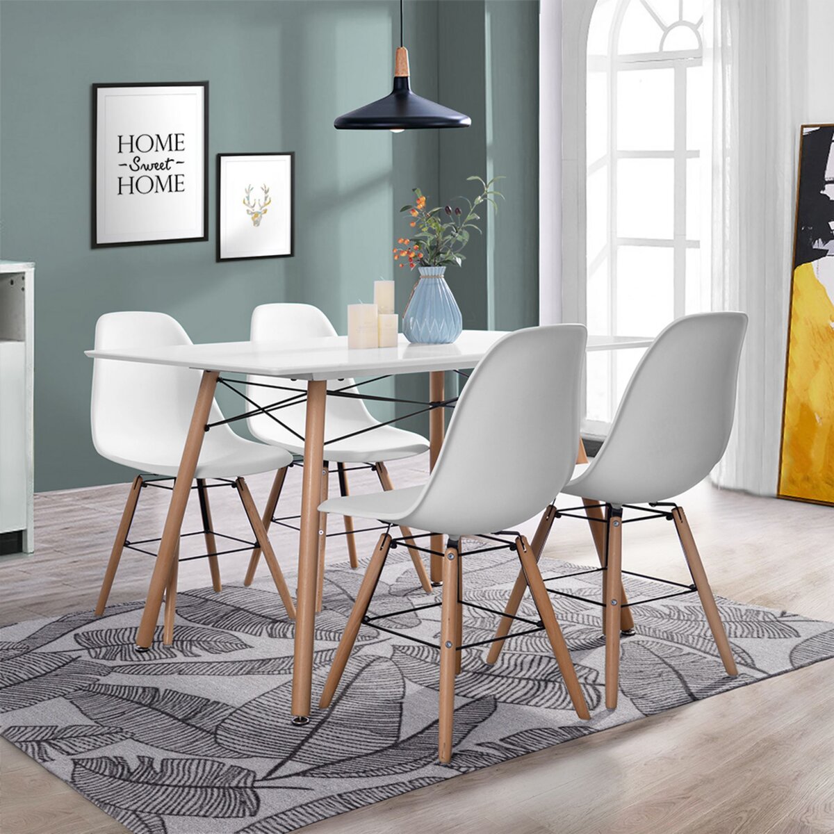 Chaise blanche et bois scandinave Pas cher pour salle à manger