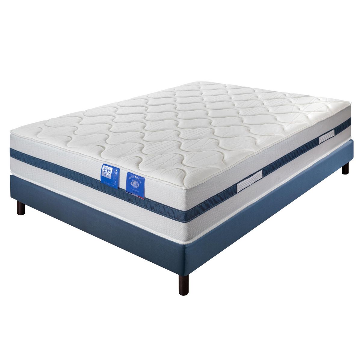 Ensemble literie ressorts ensachés et sommier tapisser 140x190 cm PALAIS ROYAL 