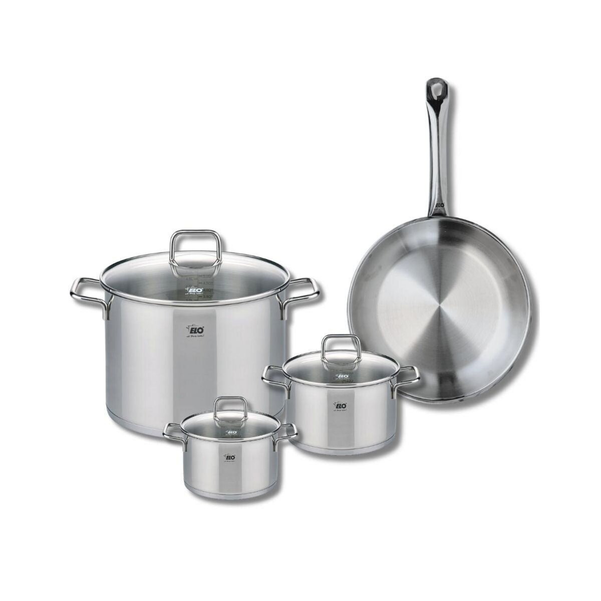 ELO Ensemble de 1 Poêle de cuisson 28 cm et 3 faitouts 14, 16 et 26 cm Elo Profi Citrin