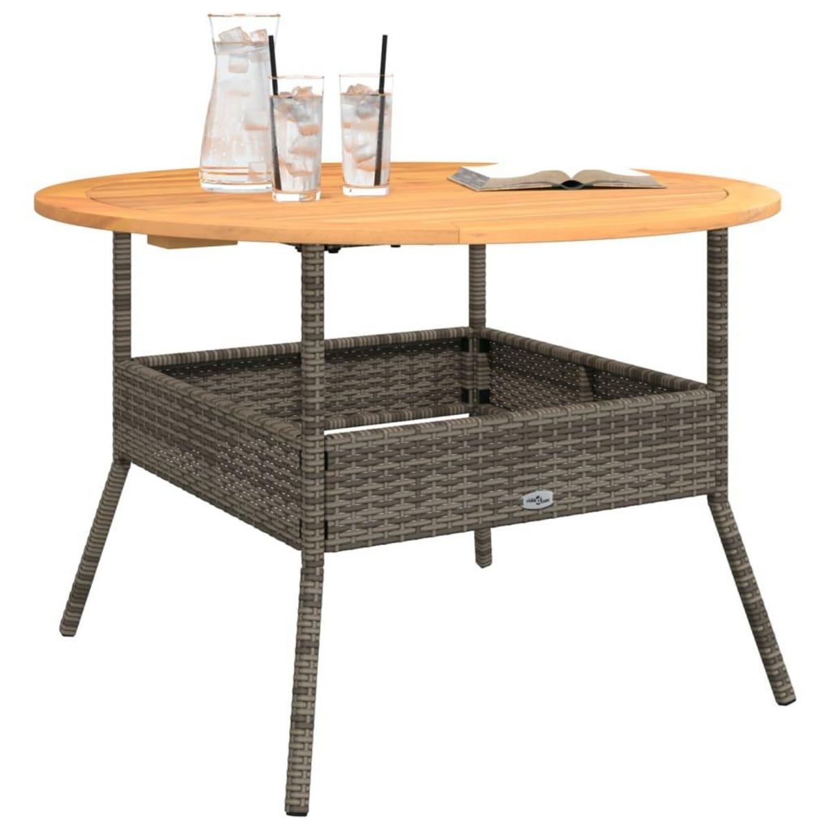 VIDAXL Table de jardin et dessus en bois d'acacia gris resine tressee
