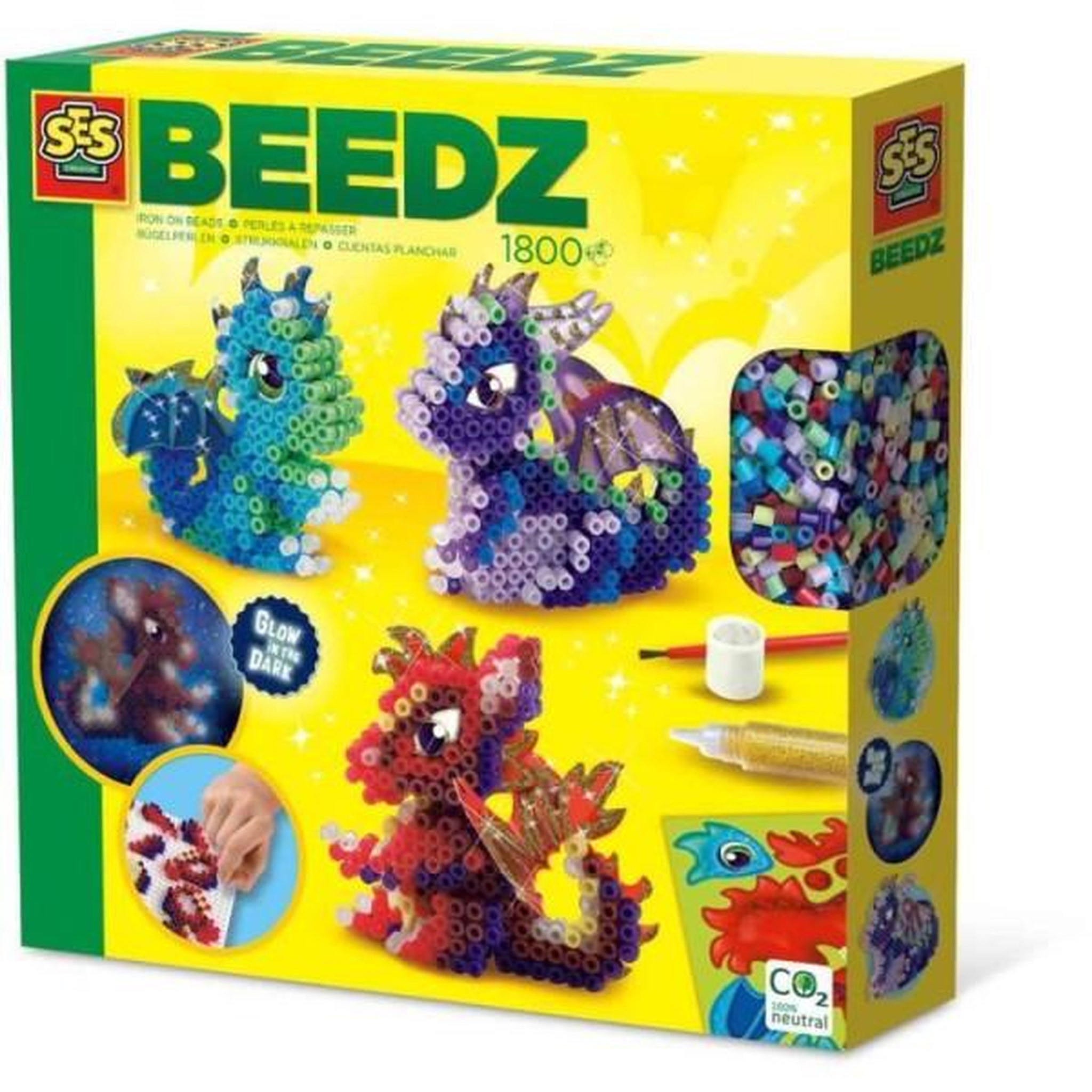 SES Creative Perles a repasser - Dragons - SES CREATIVE - Fabrique 3 types de dragons en 3D.