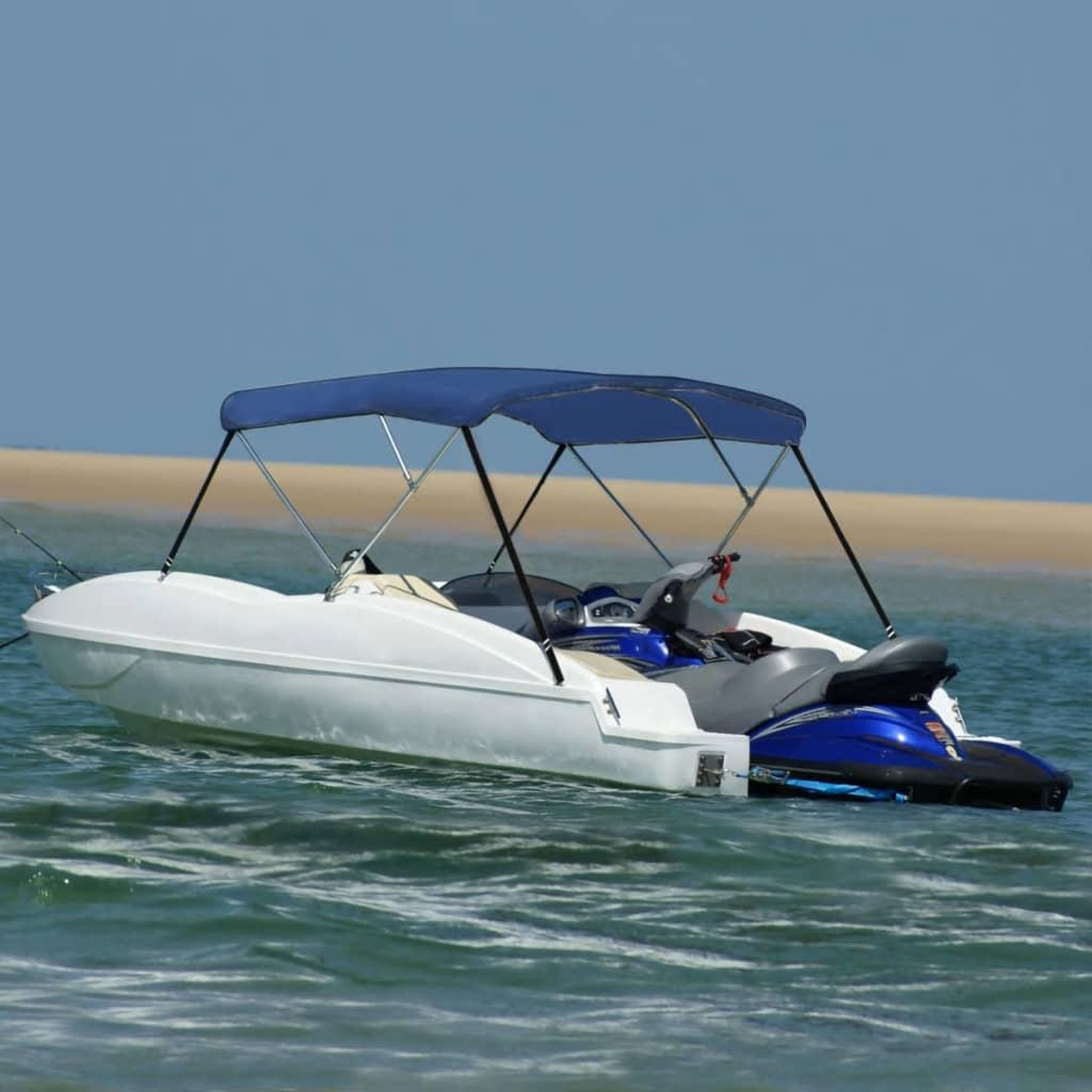 Voir la diapositive 2 : VIDAXL Auvent bimini a 3 arceaux Bleu 183x180x137 cm